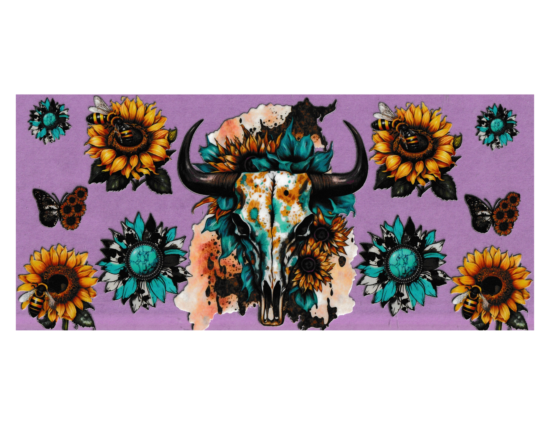 16oz Cup Wrap Cow Skull
