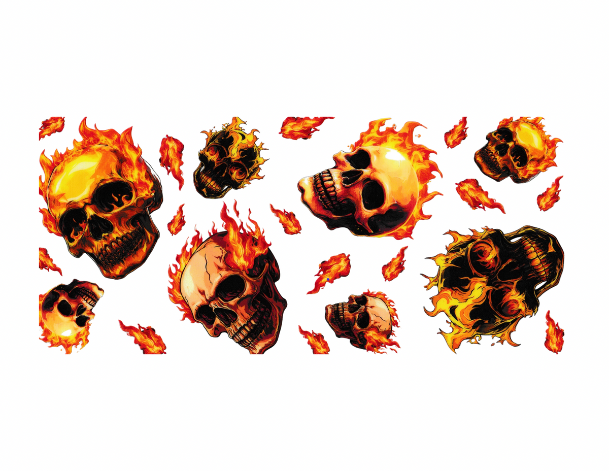16oz Cup Wrap Skulls in Fire
