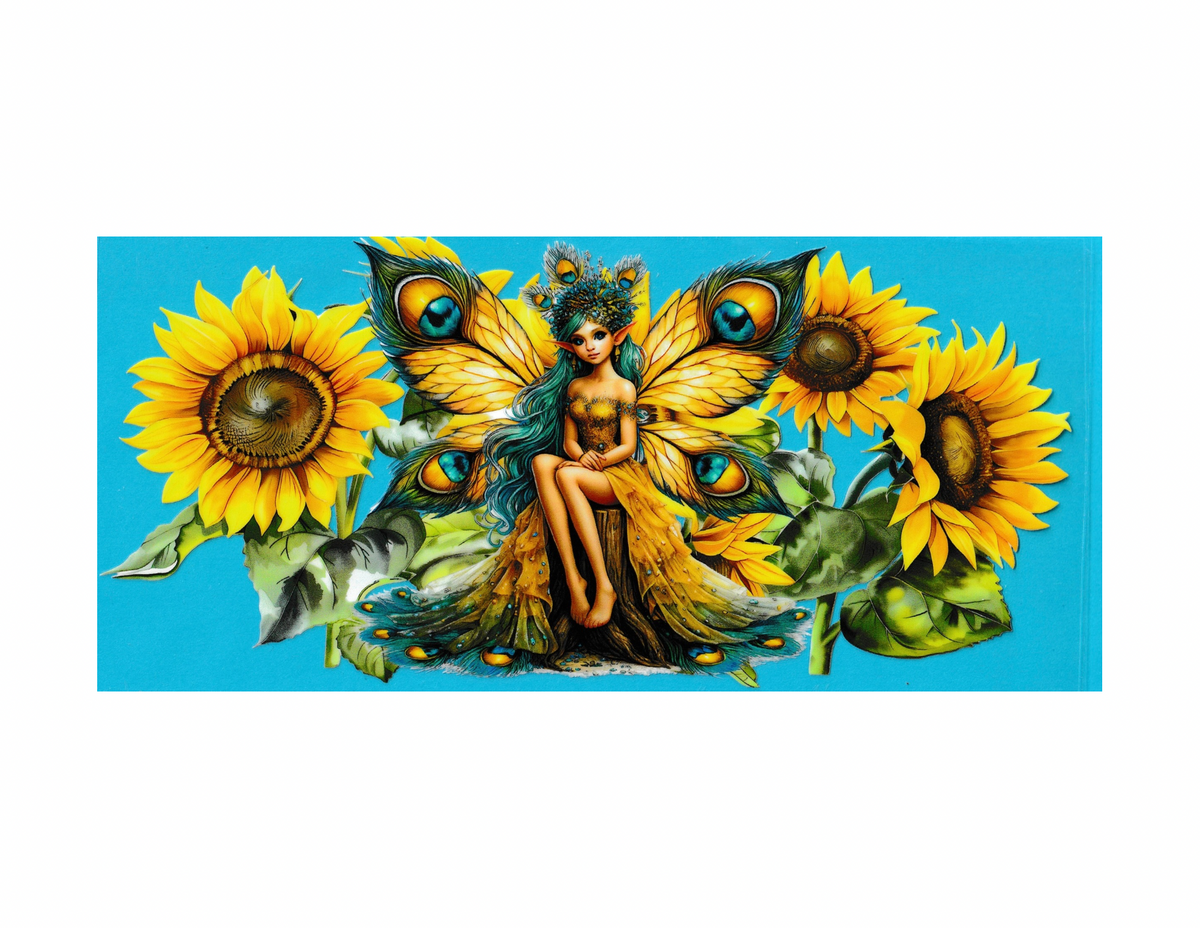 16oz Cup Wrap Fairy and Sunflowers