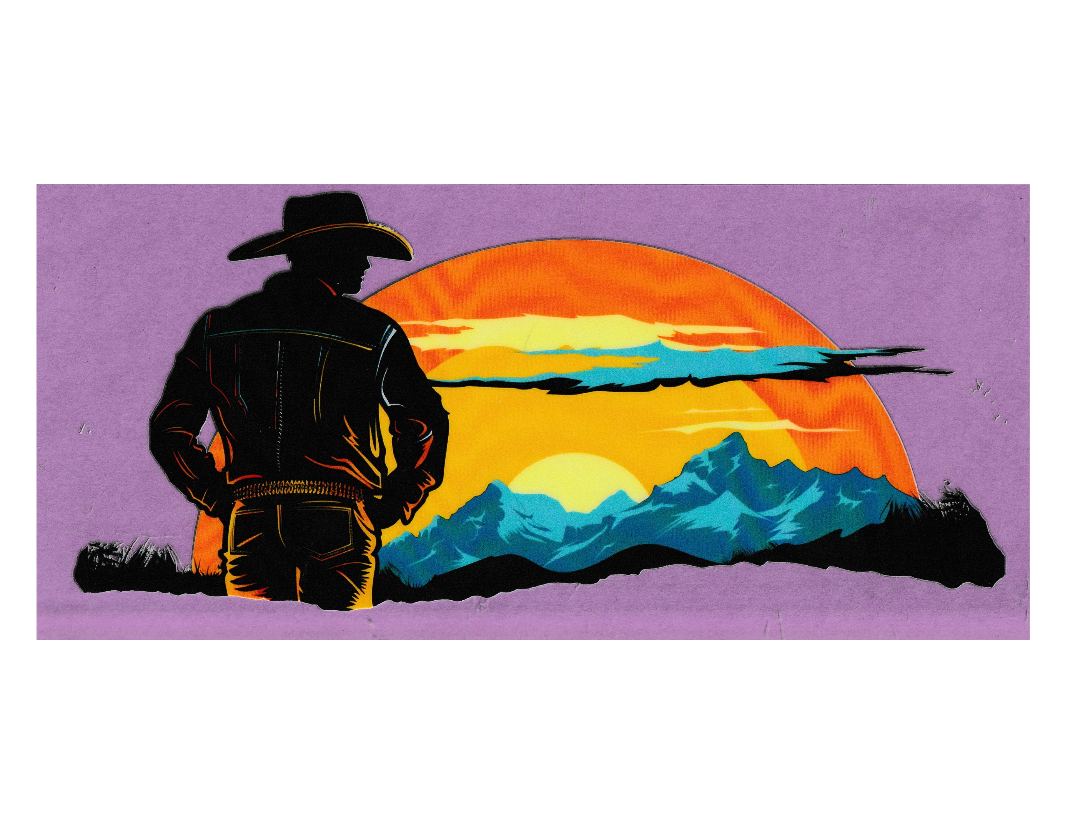 16oz Cup Wrap Western Scene
