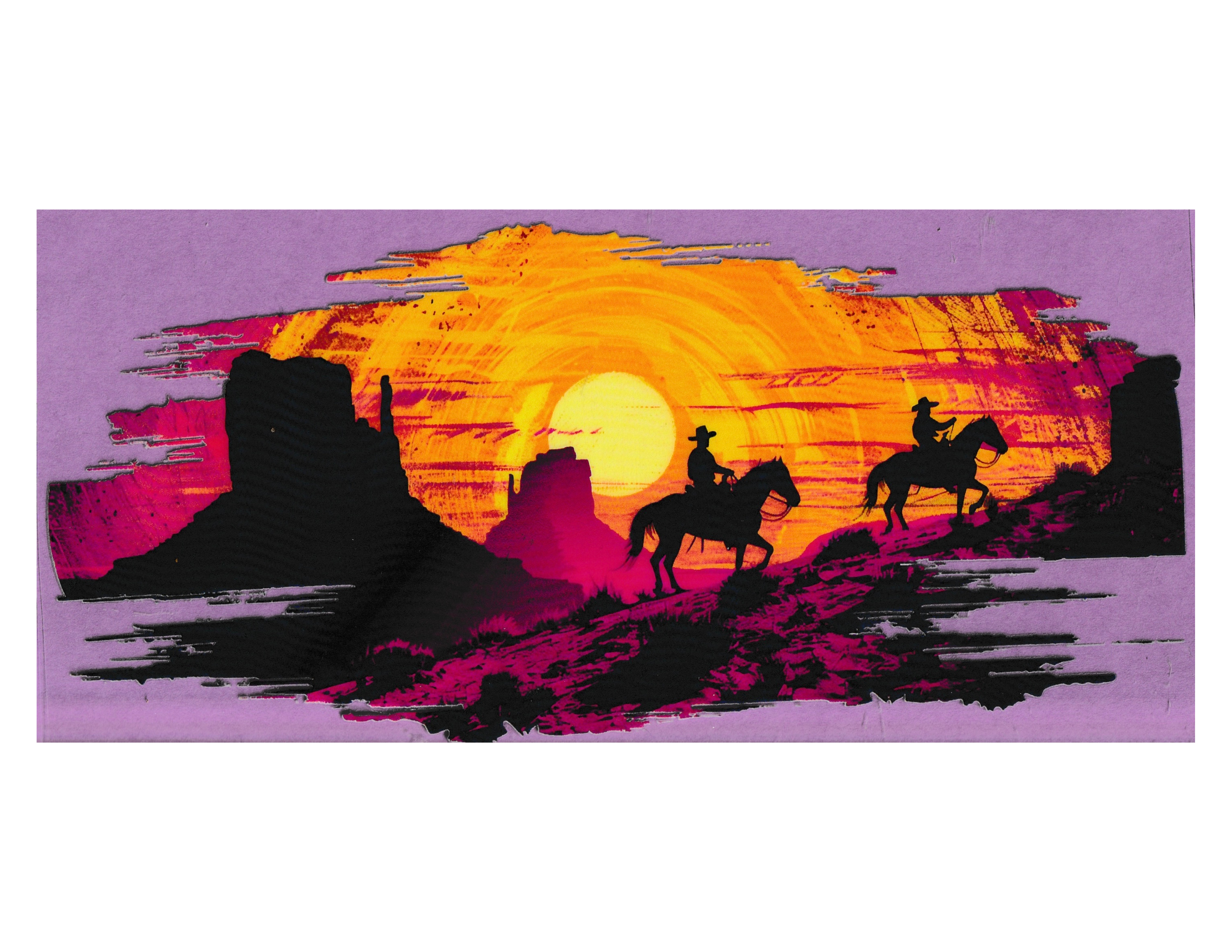 16oz Cup Wrap Western Scene