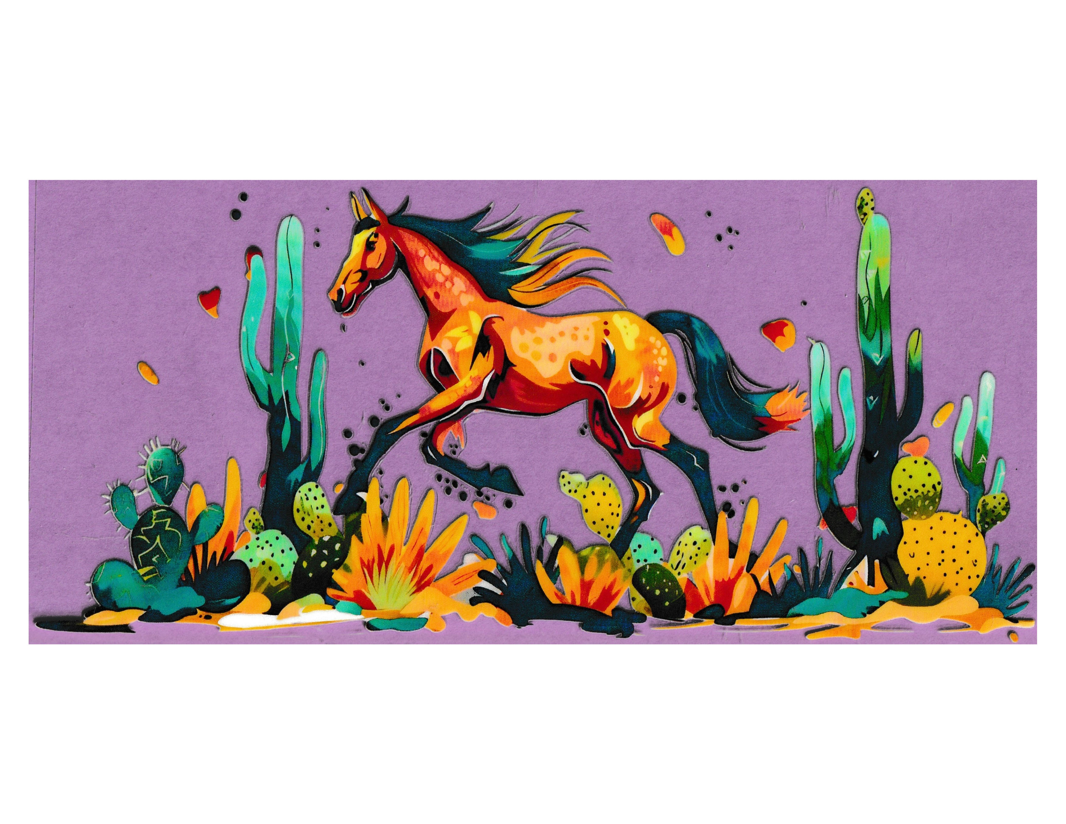 16oz Cup Wrap Cactus and Horse