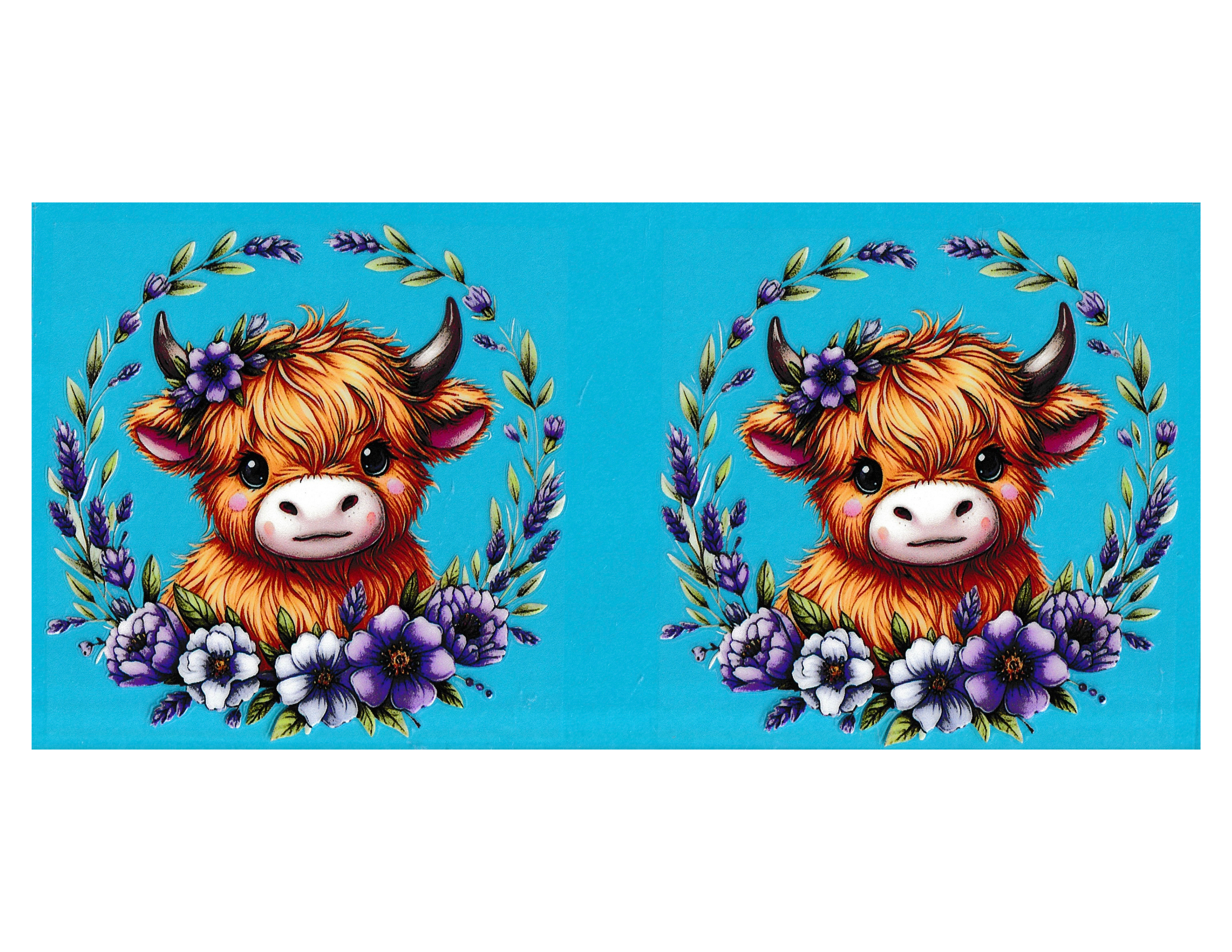 16oz Cup Wrap Cow and Flowers