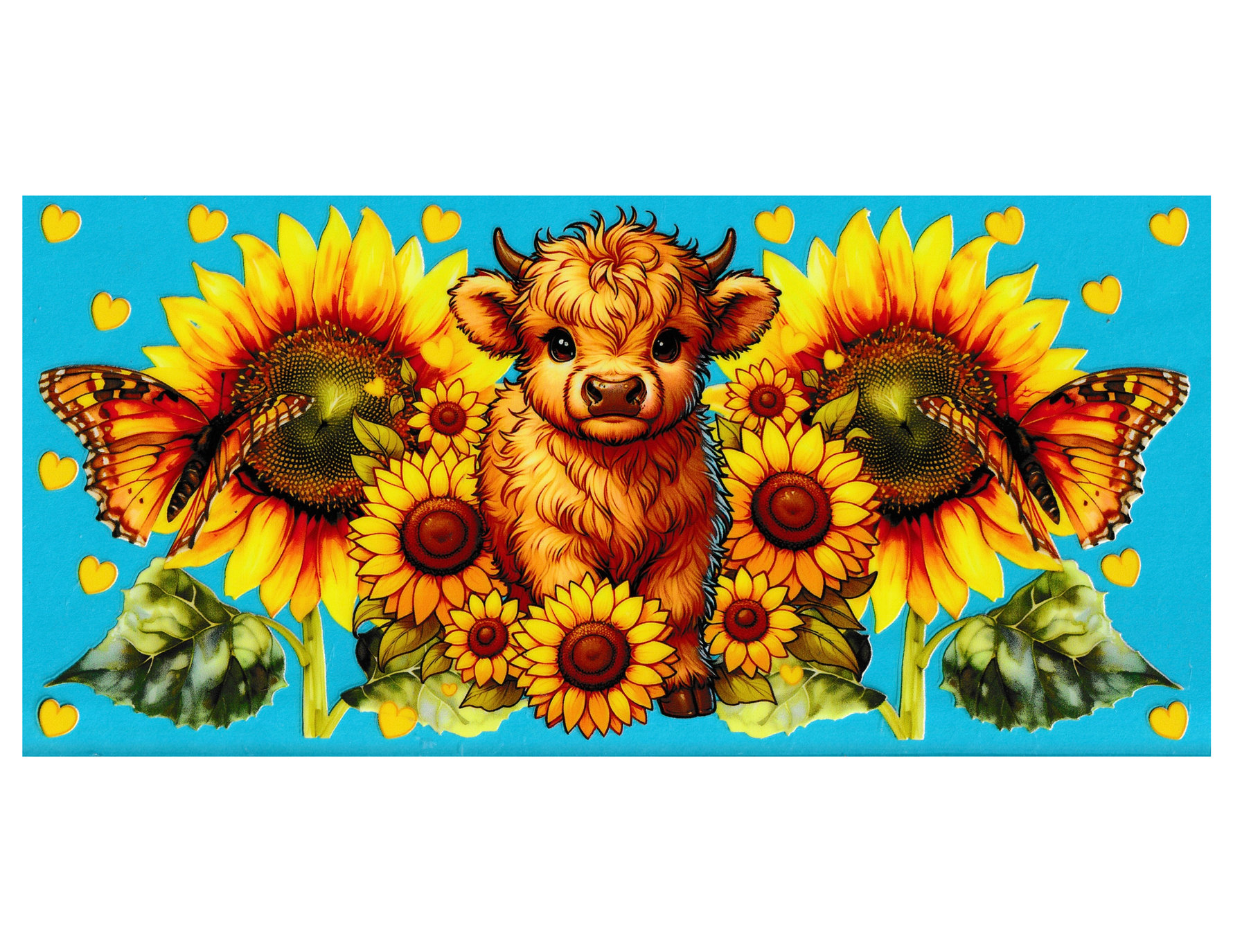 16oz Cup Wrap Cow and Sunflowers
