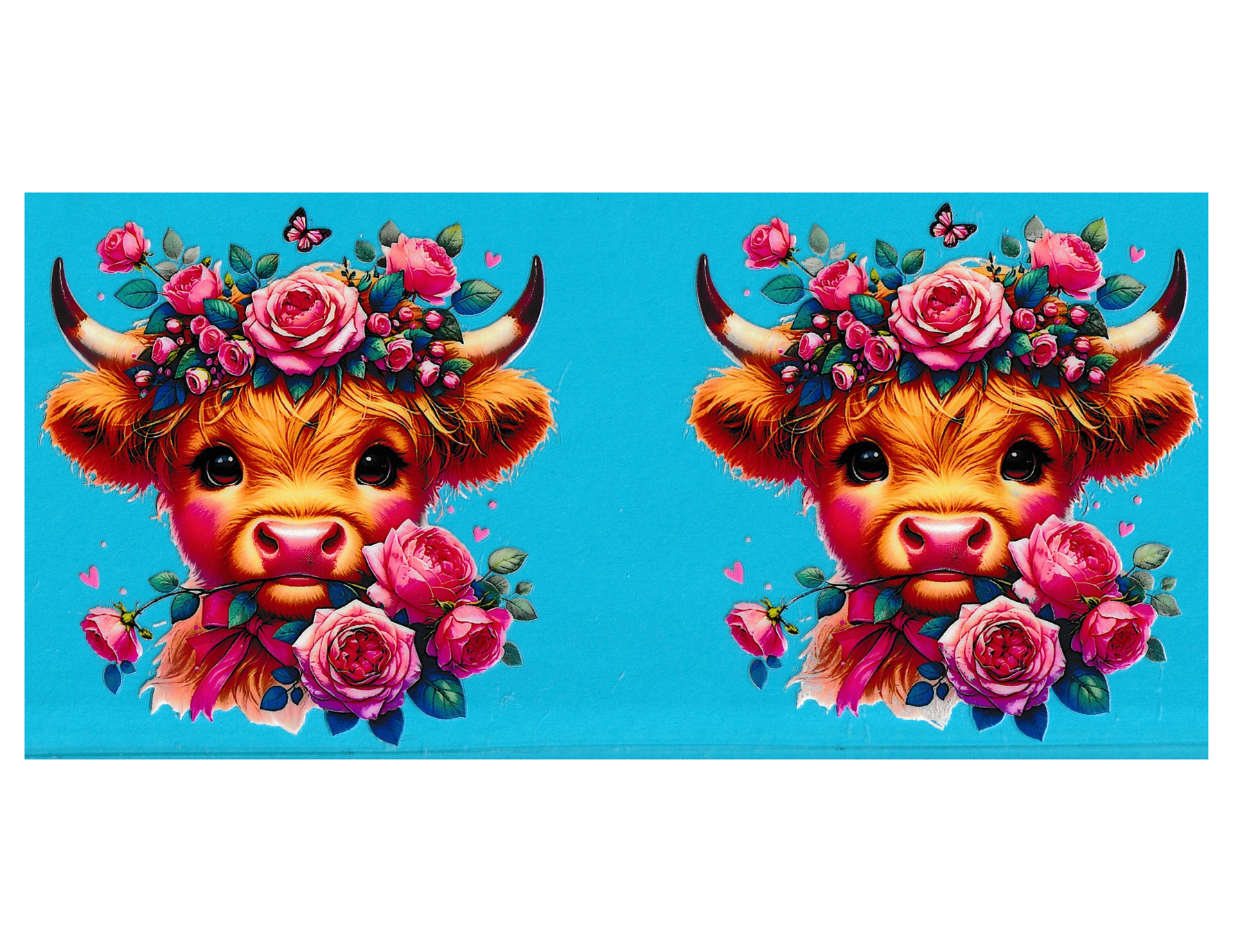 16oz Cup Wrap Cow with Flowers