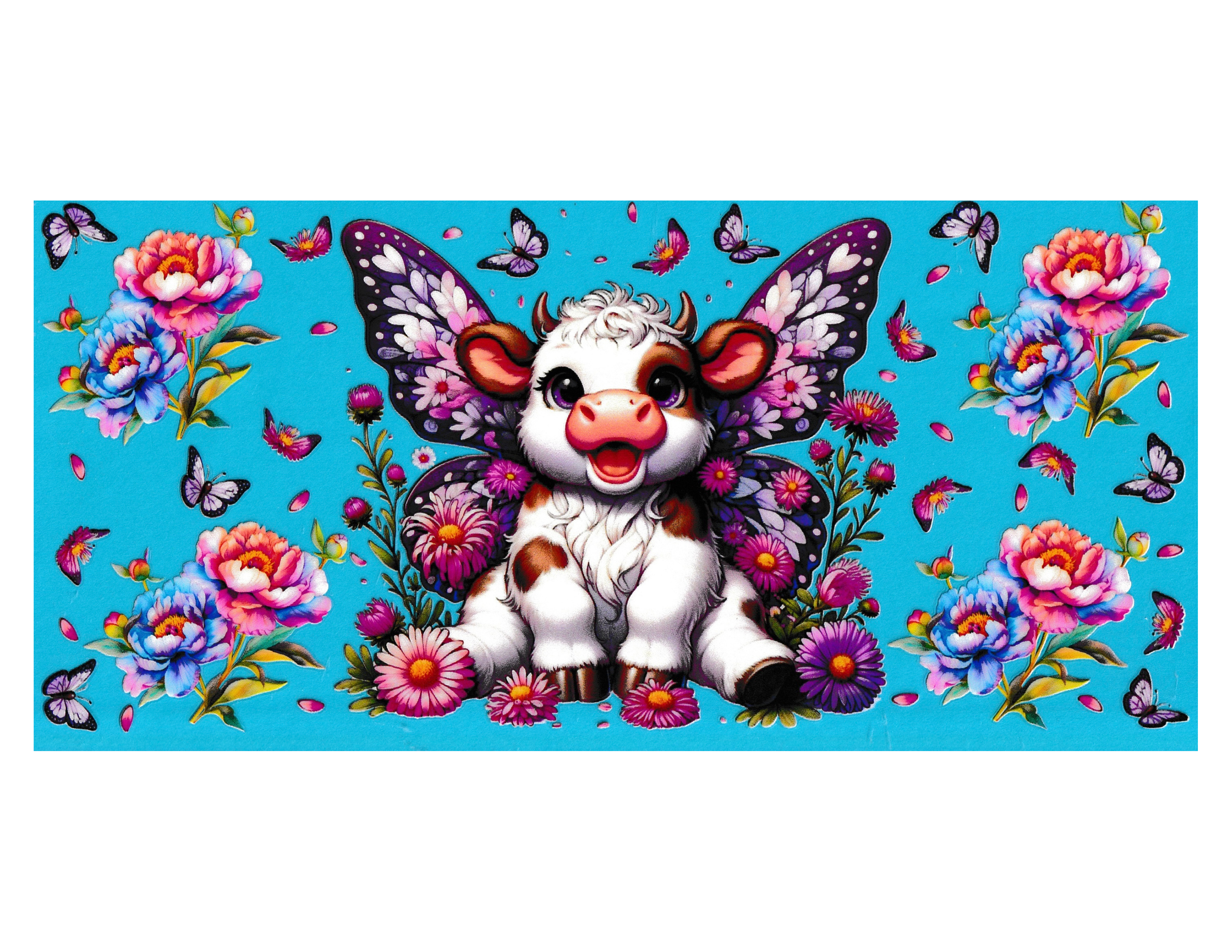 16oz Cup Wrap Cow with Flowers
