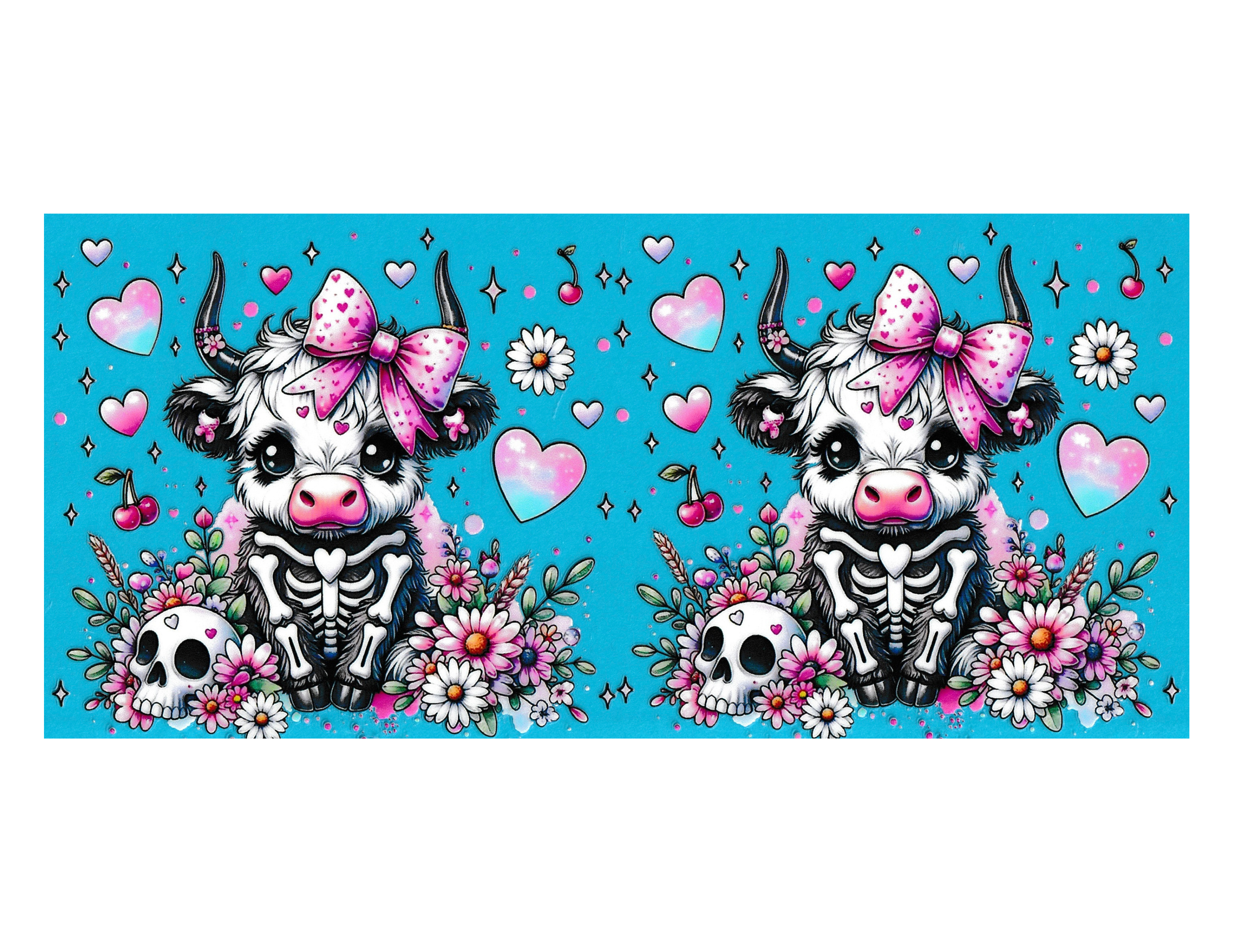 16oz Cup Wrap Cow Skeleton