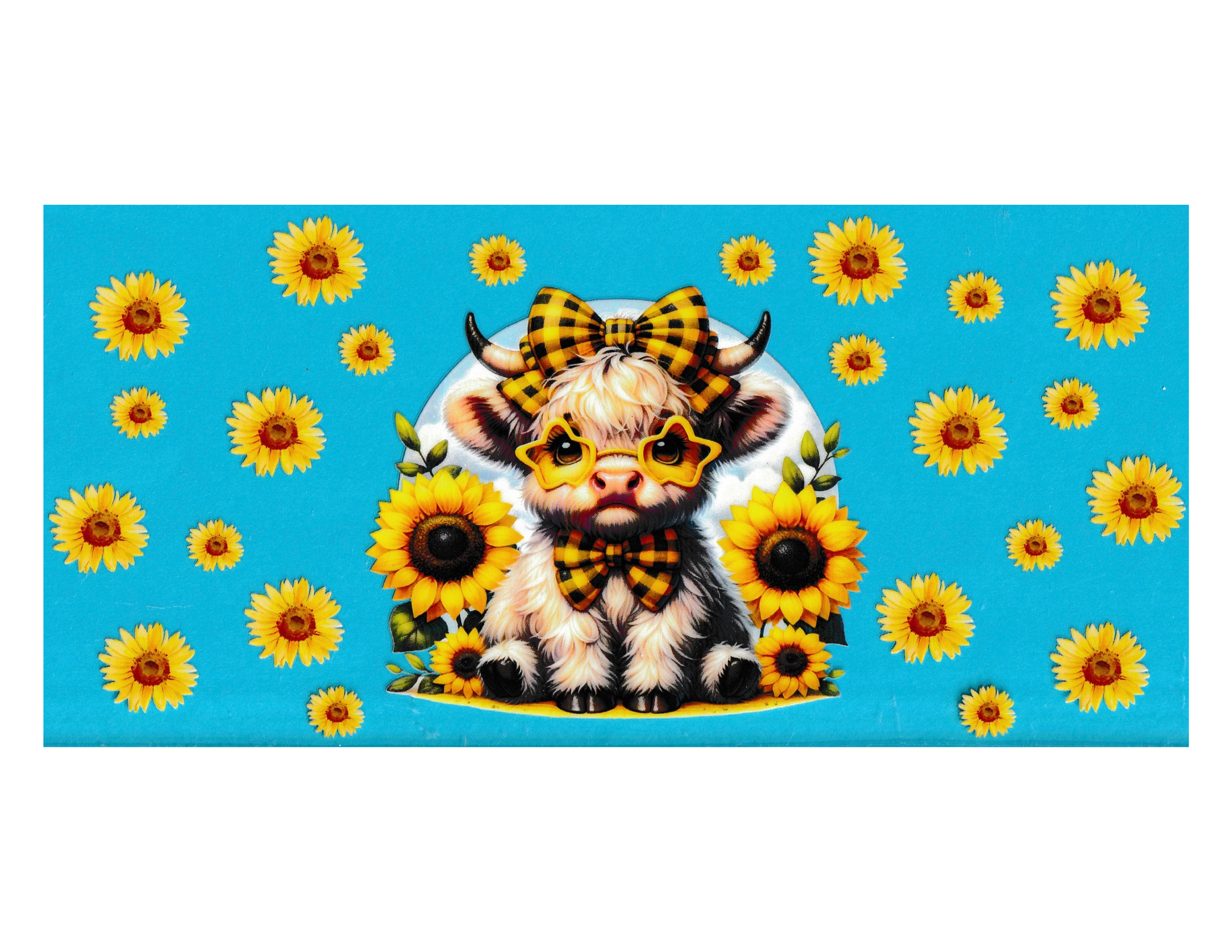 16oz Cup Wrap Cow with Sunflowers