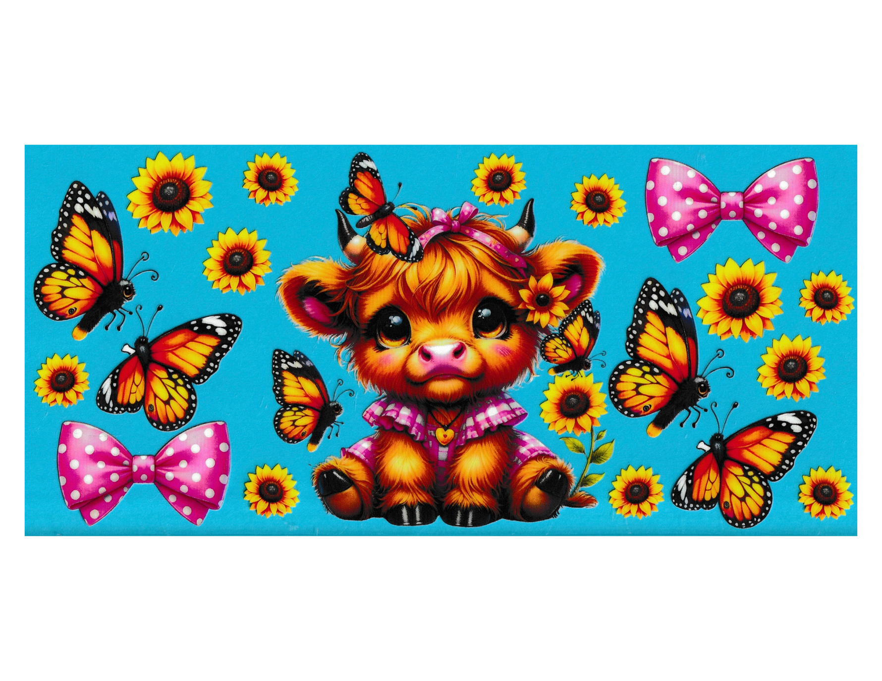 16oz Cup Wrap Cow with Sunflowers