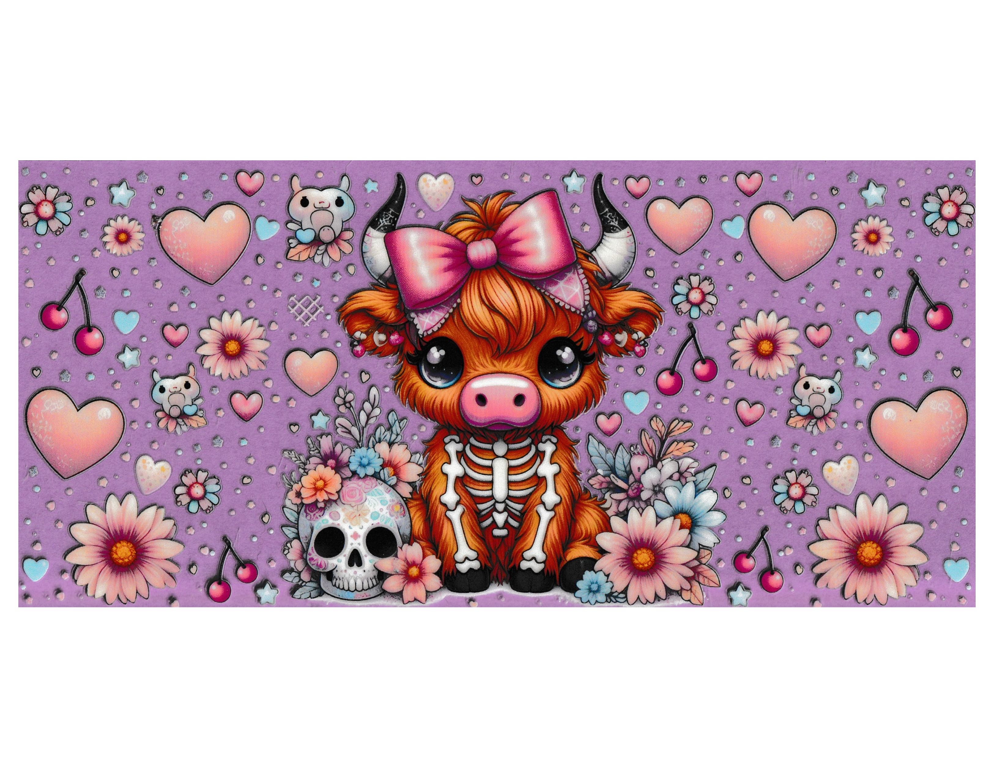 16oz Cup Wrap Cow Skeleton