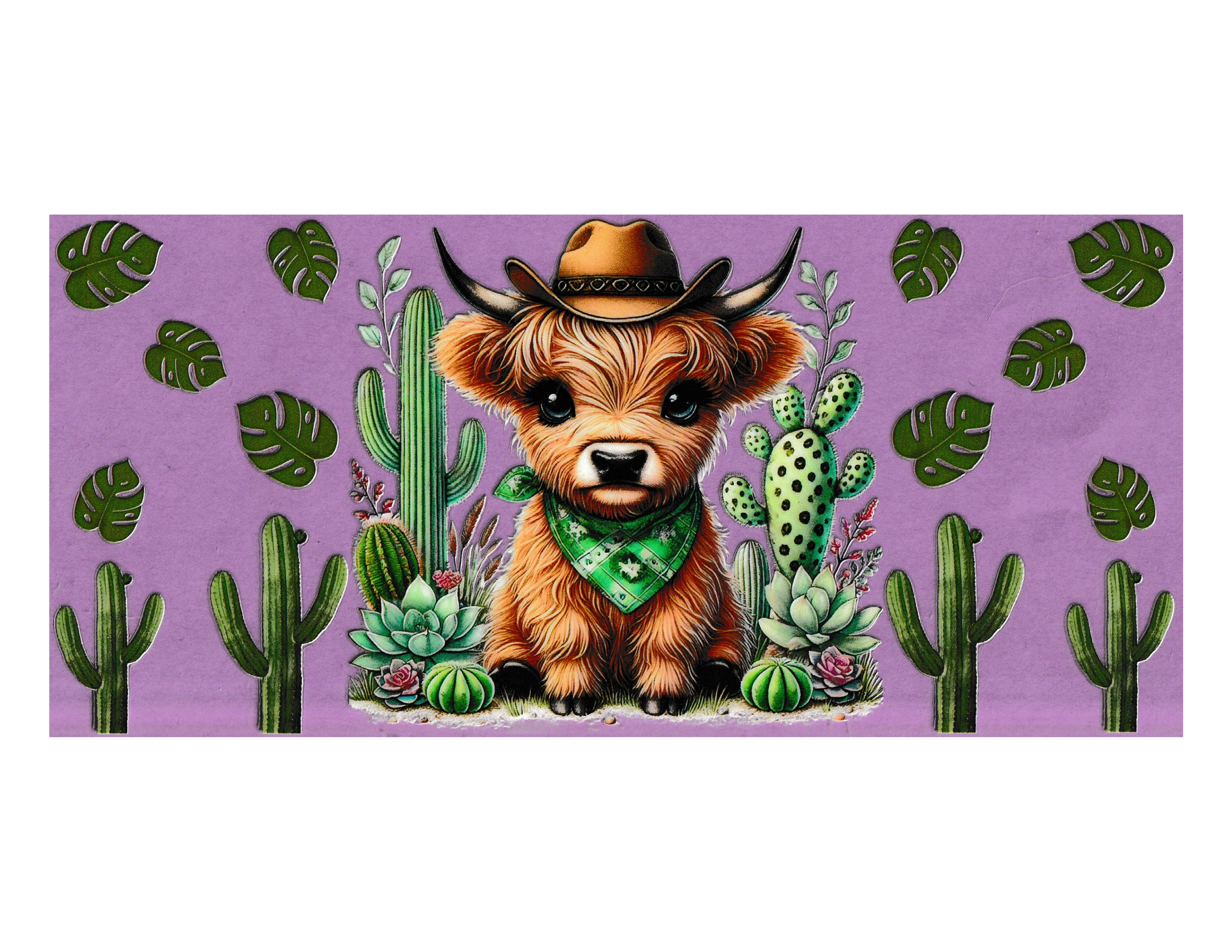 16oz Cup Wrap Cow and Cactus