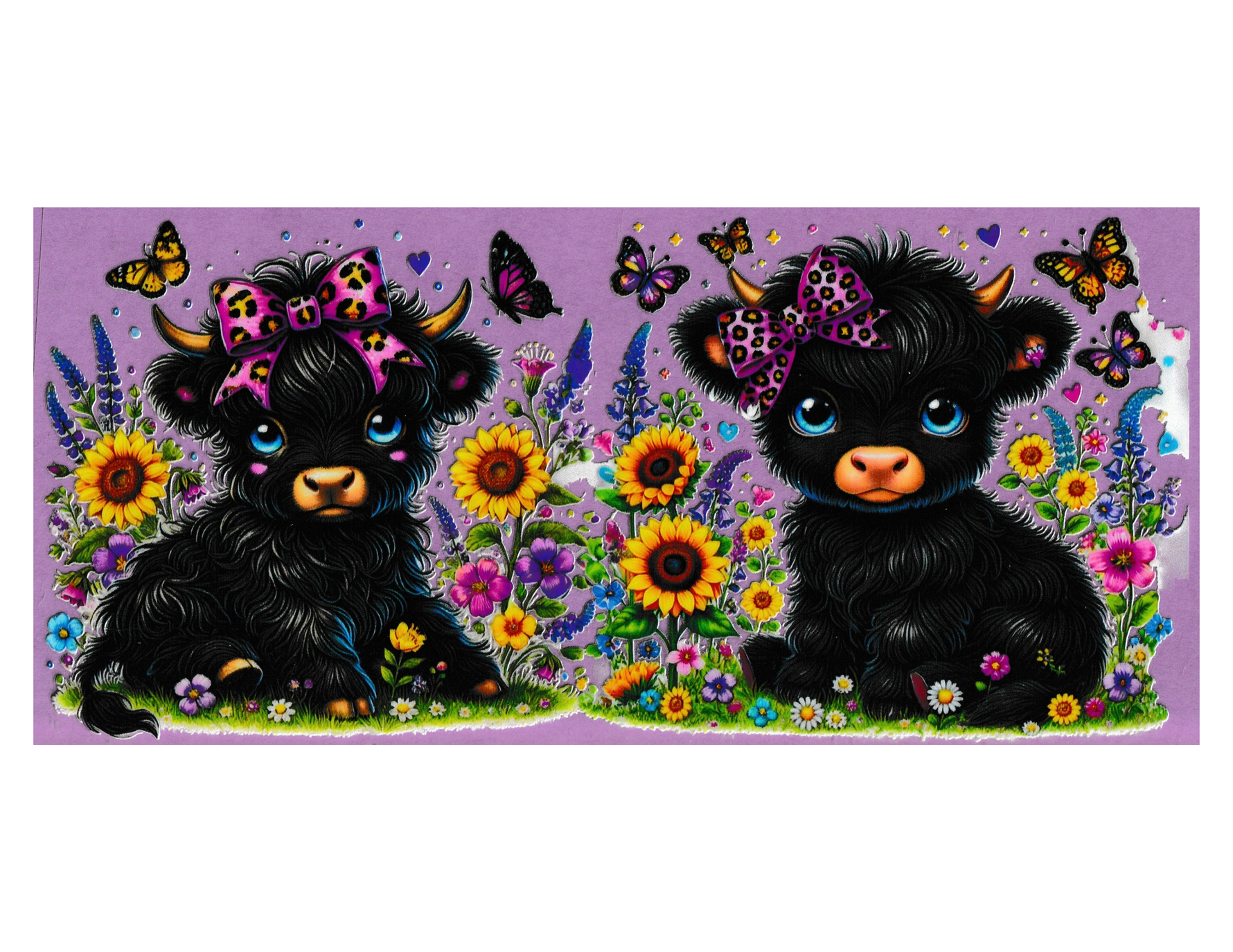 16oz Cup Wrap Cow and Flowers