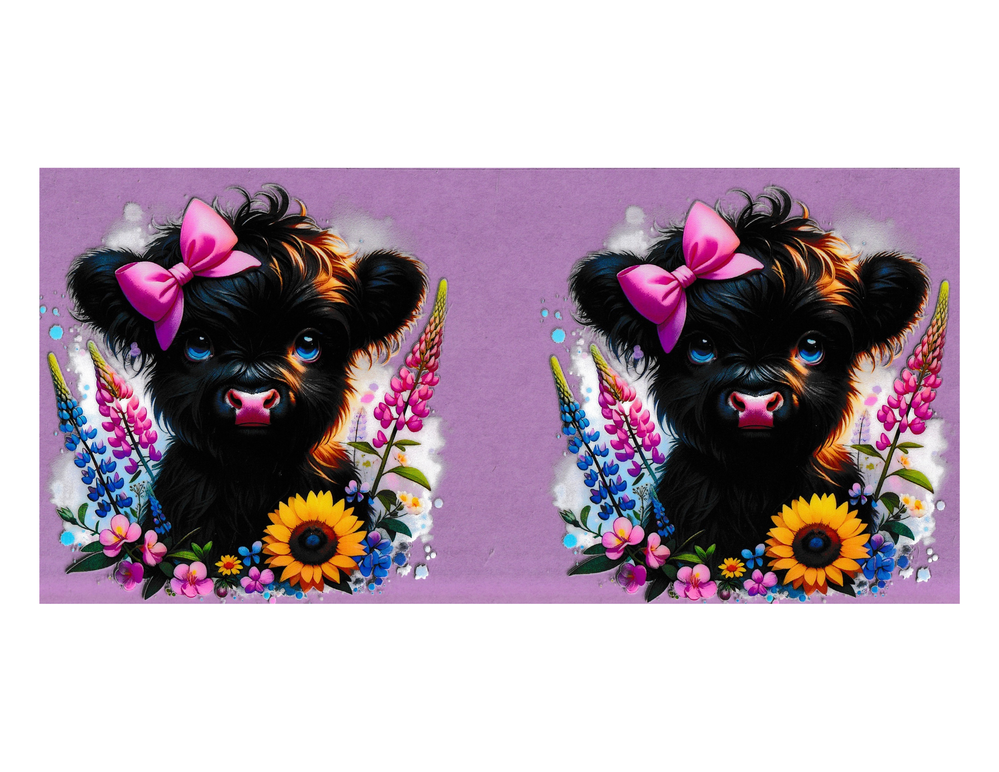16oz Cup Wrap Cow and Flowers