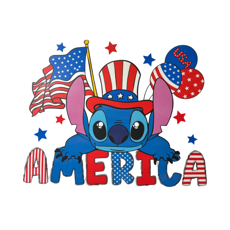 Blue Alien America #1 DTF Transfer