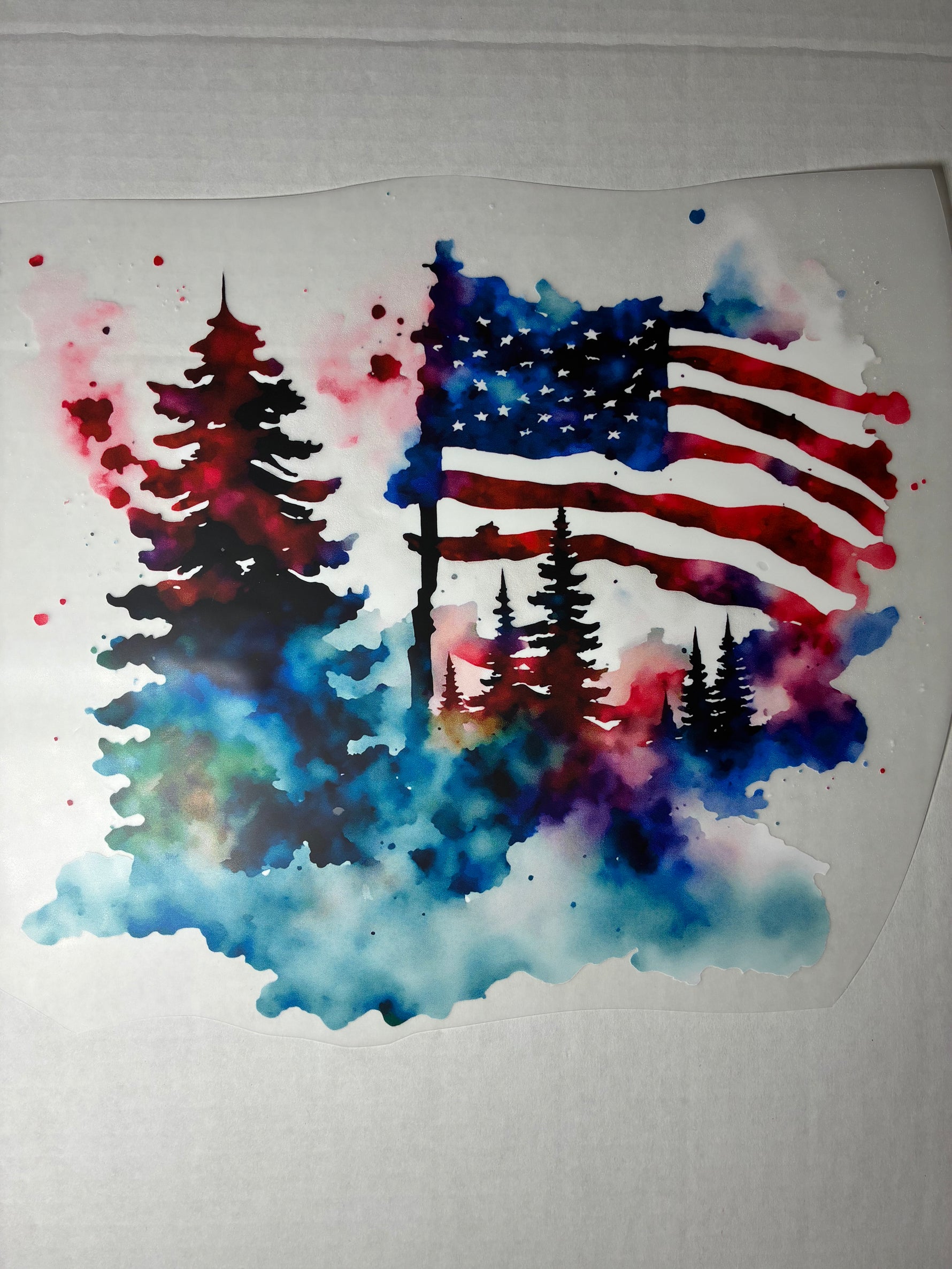 Watercolor Trees & Flag #16 DTF Transfers