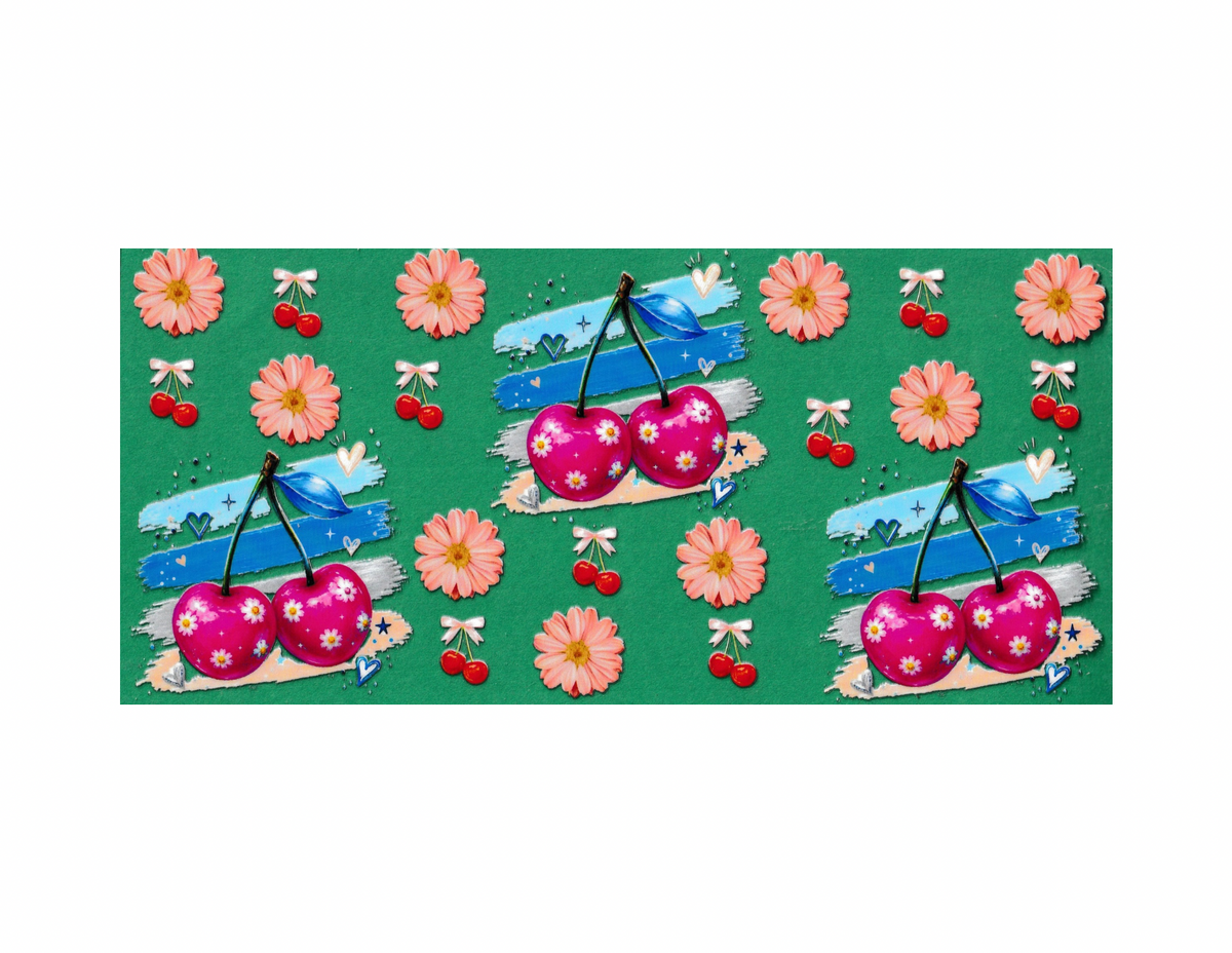 16oz Cup Wrap Cherries and Flowers