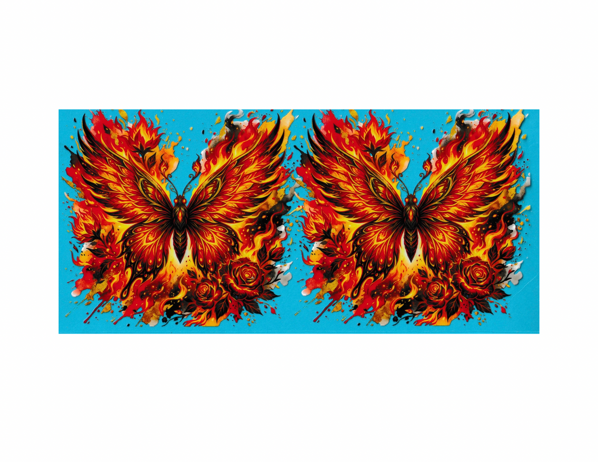 16oz Cup Wrap Butterfly with flames