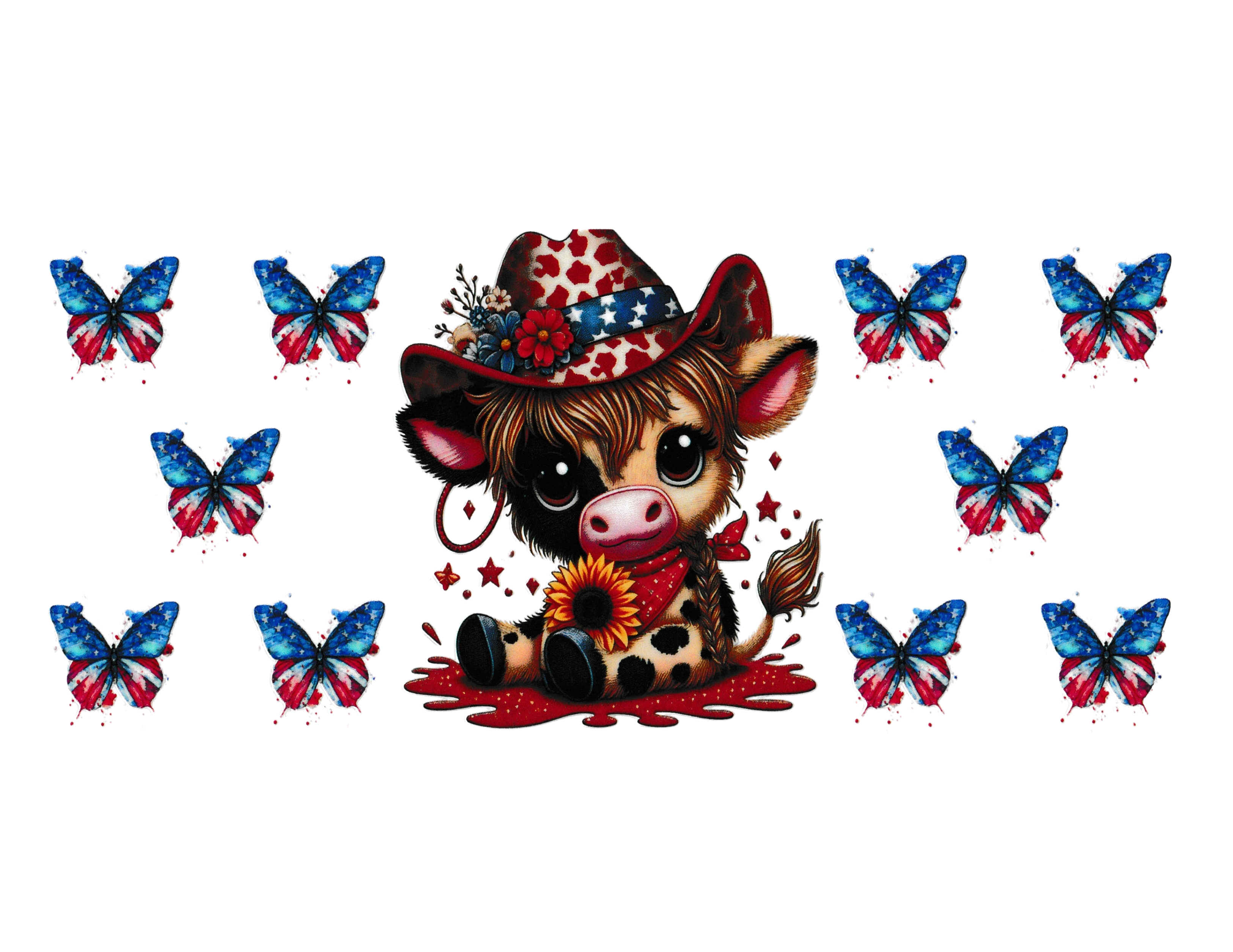 16oz Cup Wrap  Patriotic Cow