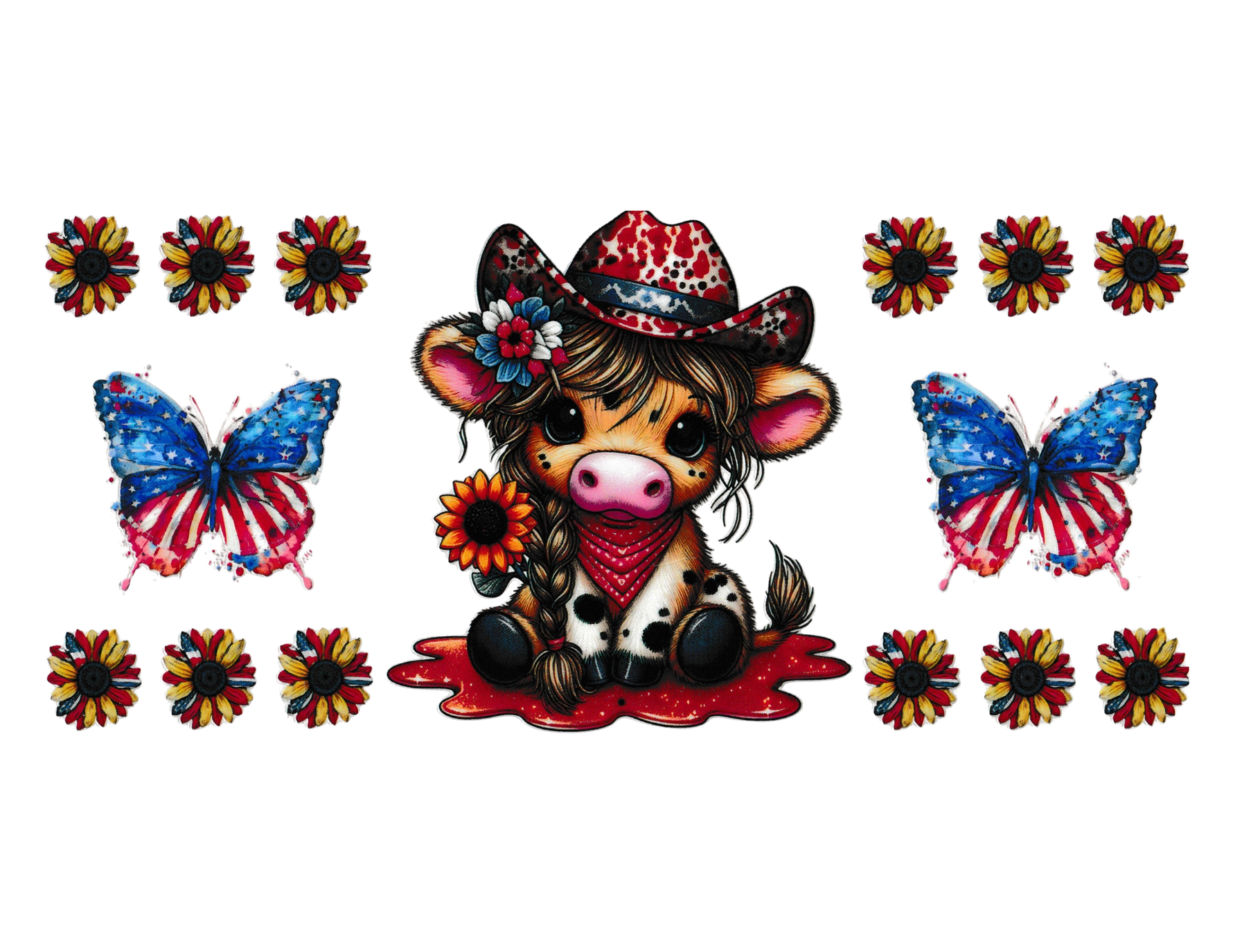 16oz Cup Wrap  Patriotic Cow