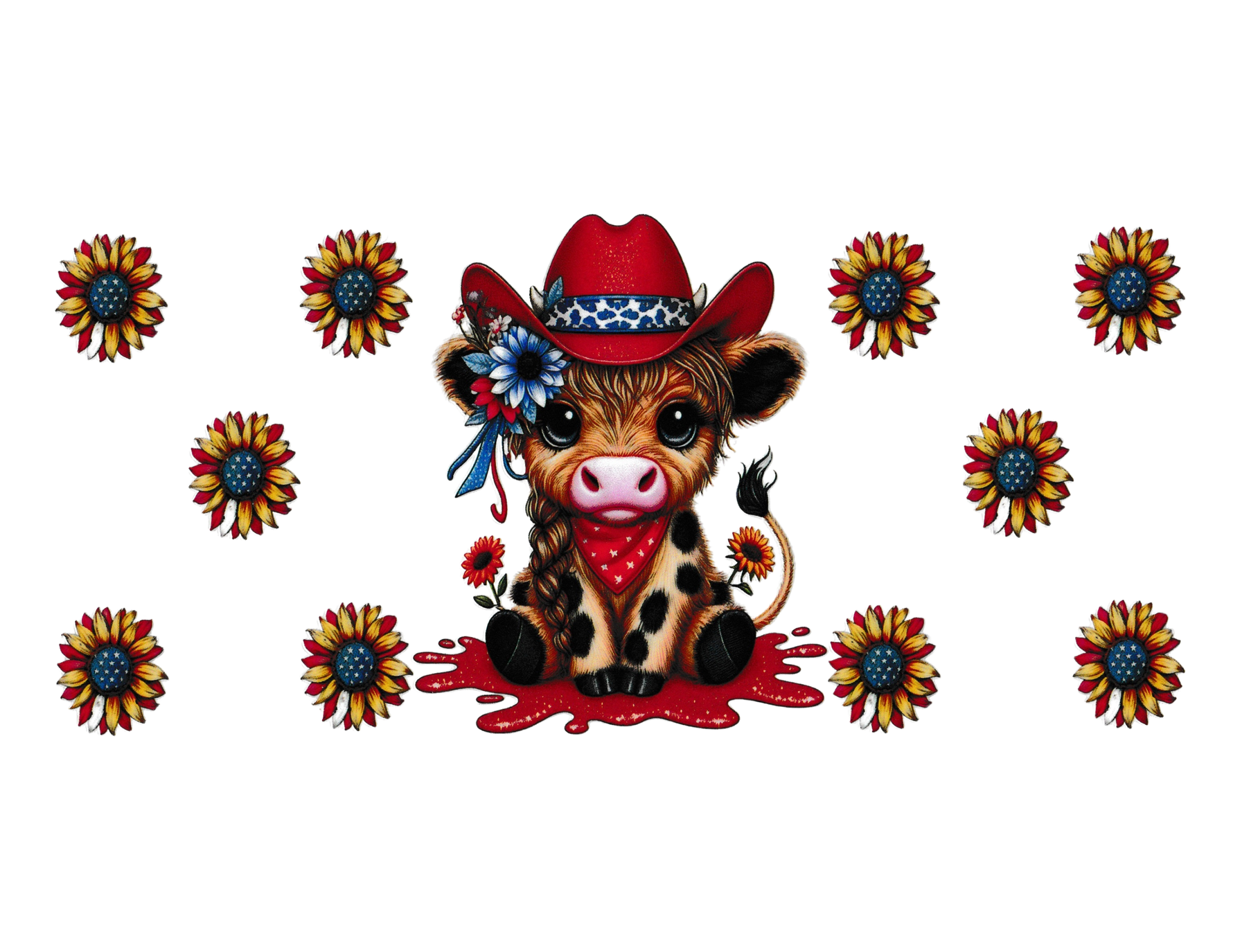16oz Cup Wrap  Patriotic Cow