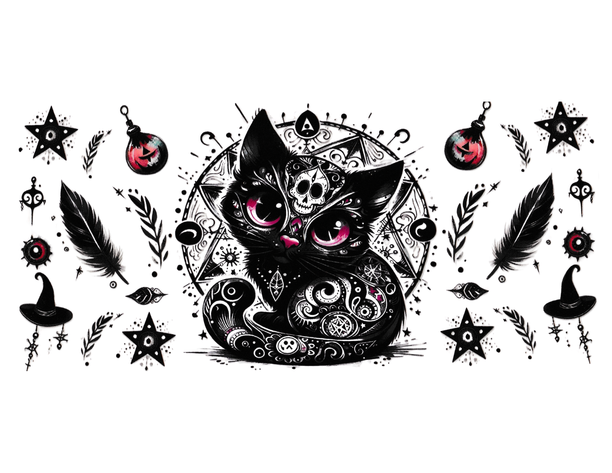16oz Cup Wrap Dark Kitty