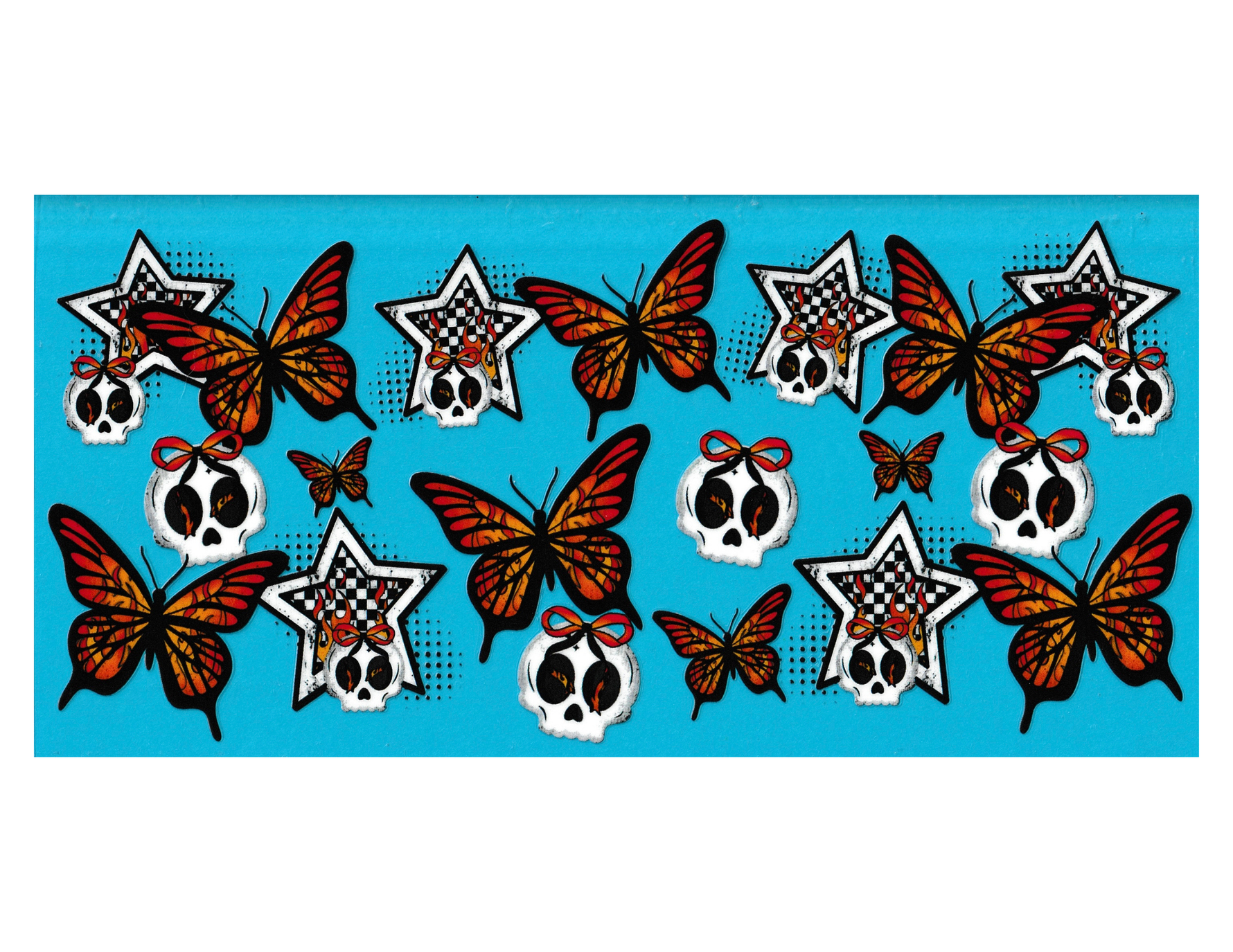 16oz Cup Wrap Skull and Butterfly
