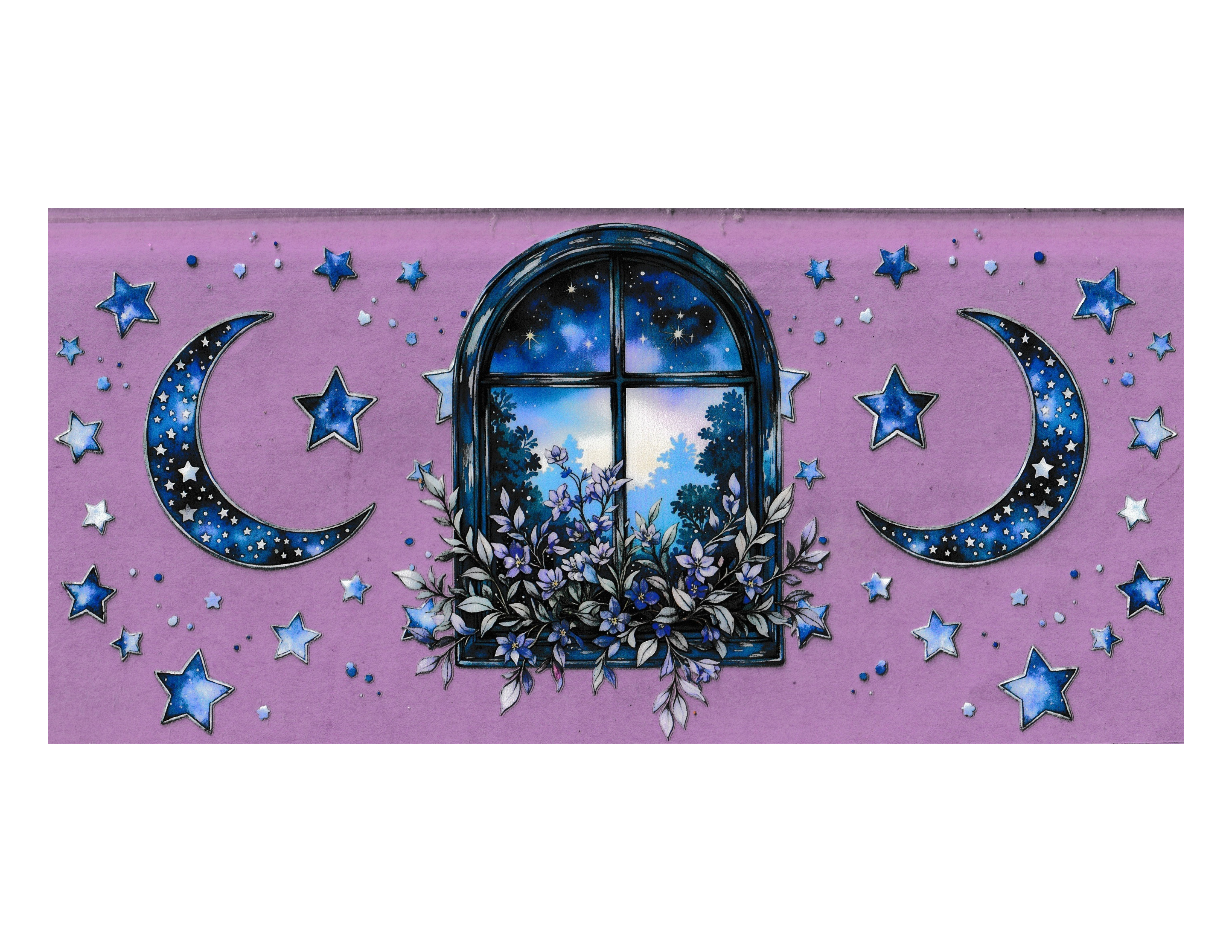 16oz Cup Wrap Moon and Stars