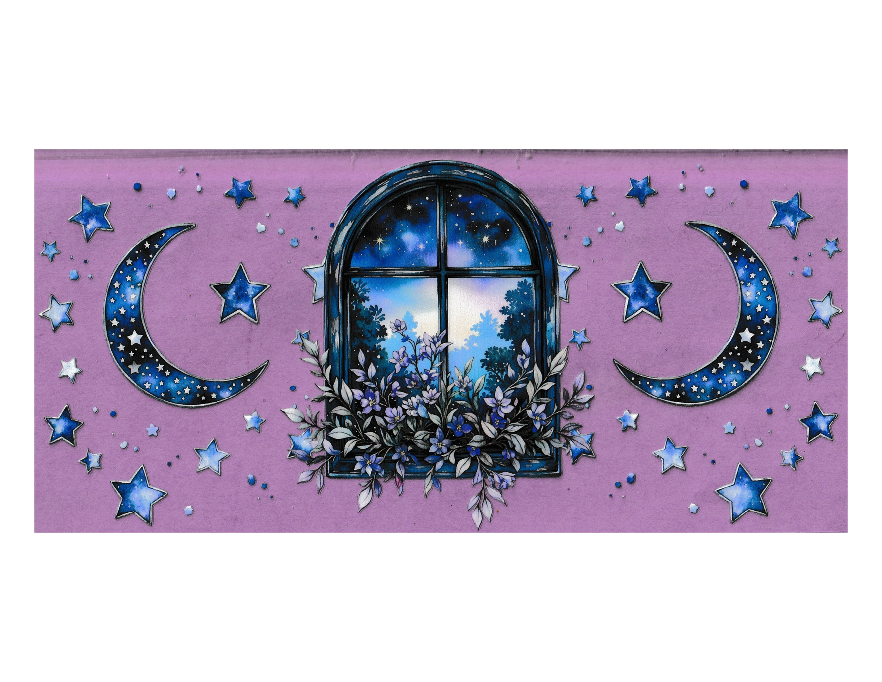 16oz Cup Wrap Moon and Stars
