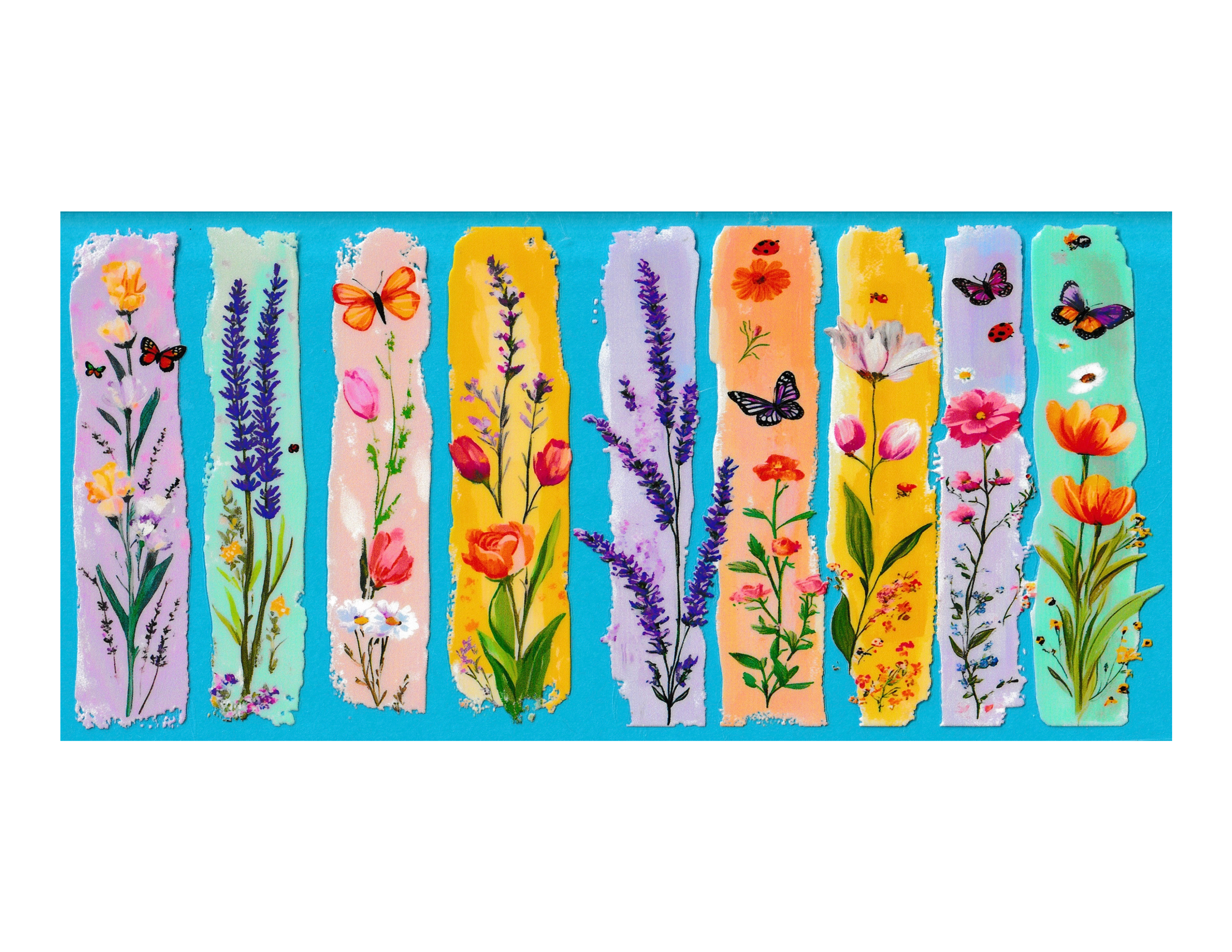 16oz Cup Wrap Paint Stroke Wildflowers