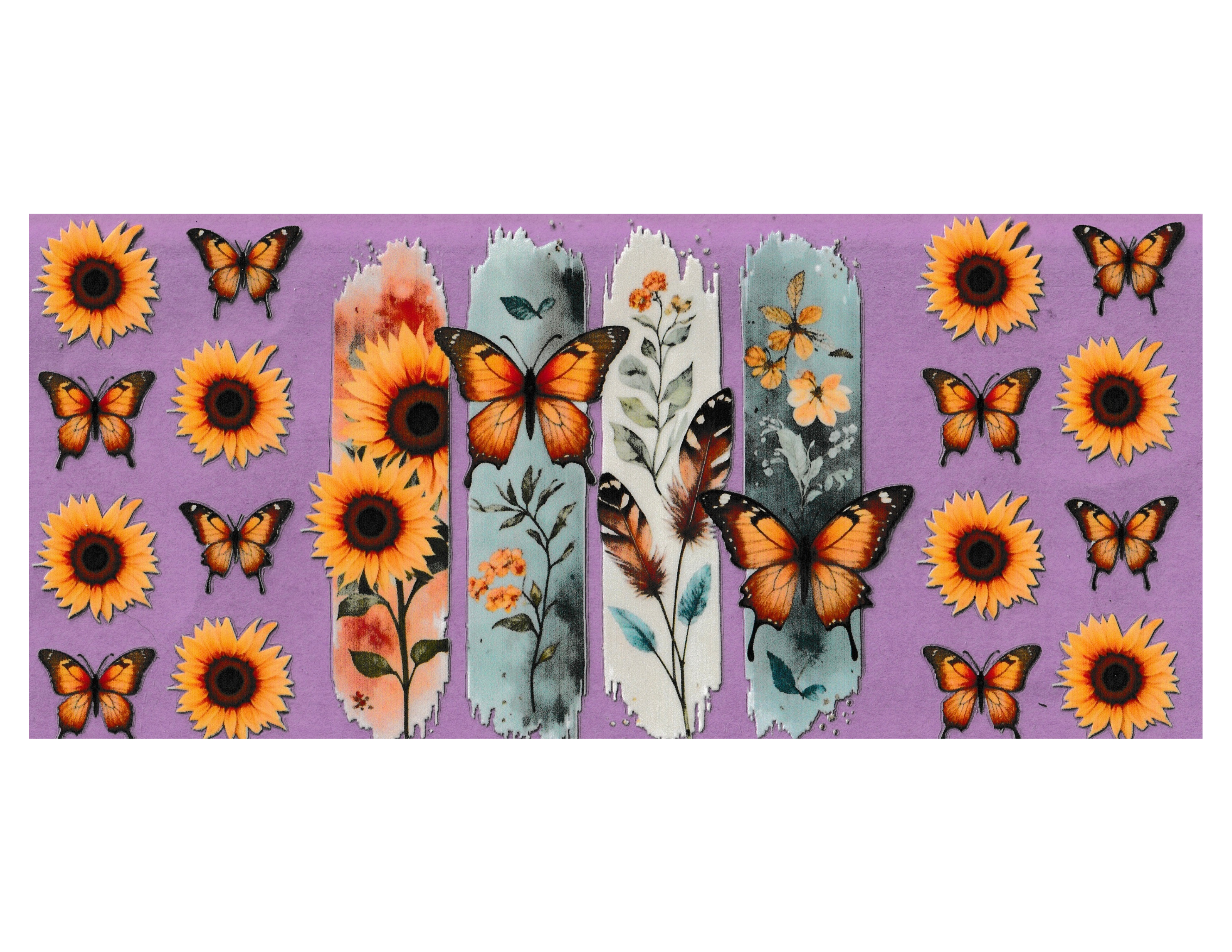16oz Cup Wrap Paint Stroke Sunflowers