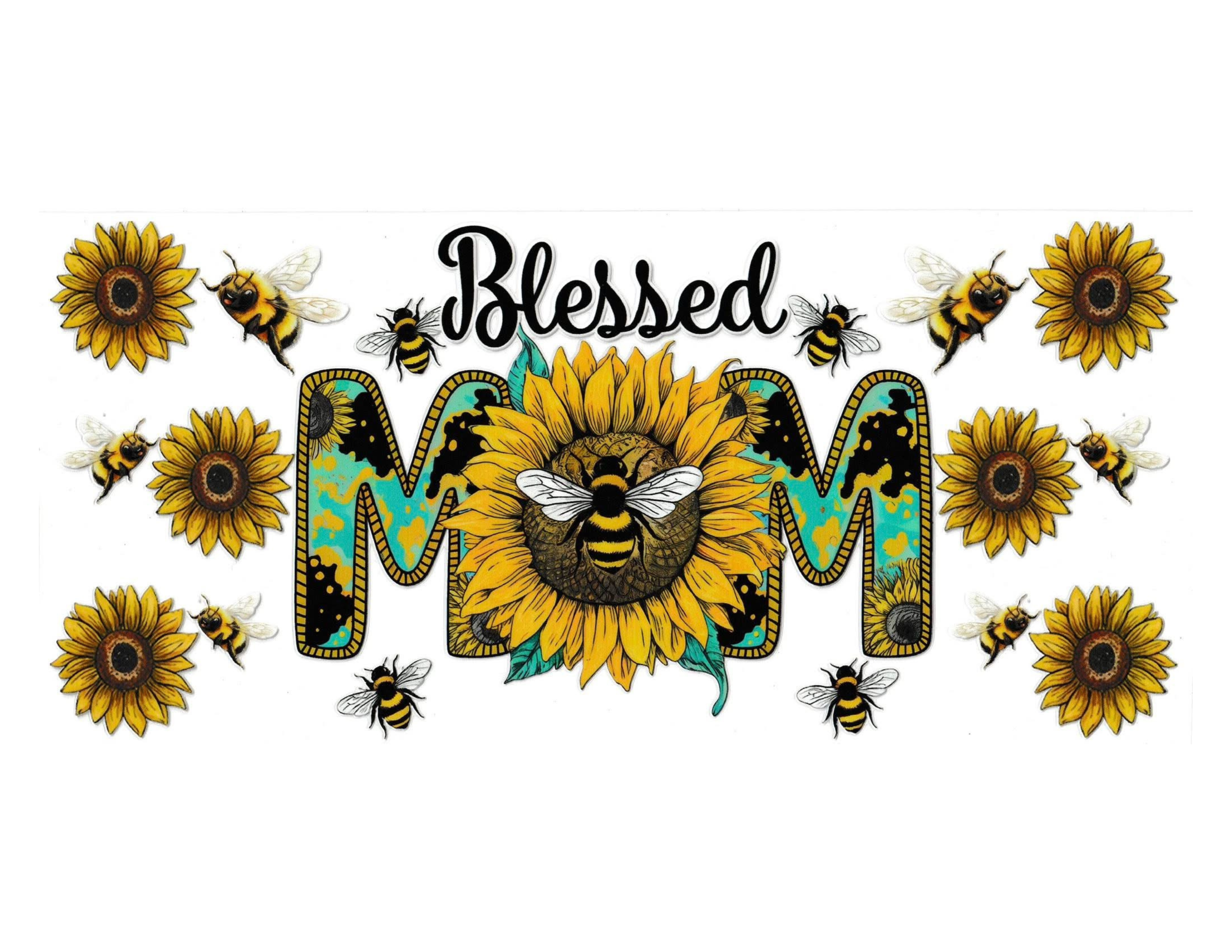 16oz Cup Wrap Mom with Sunflowers