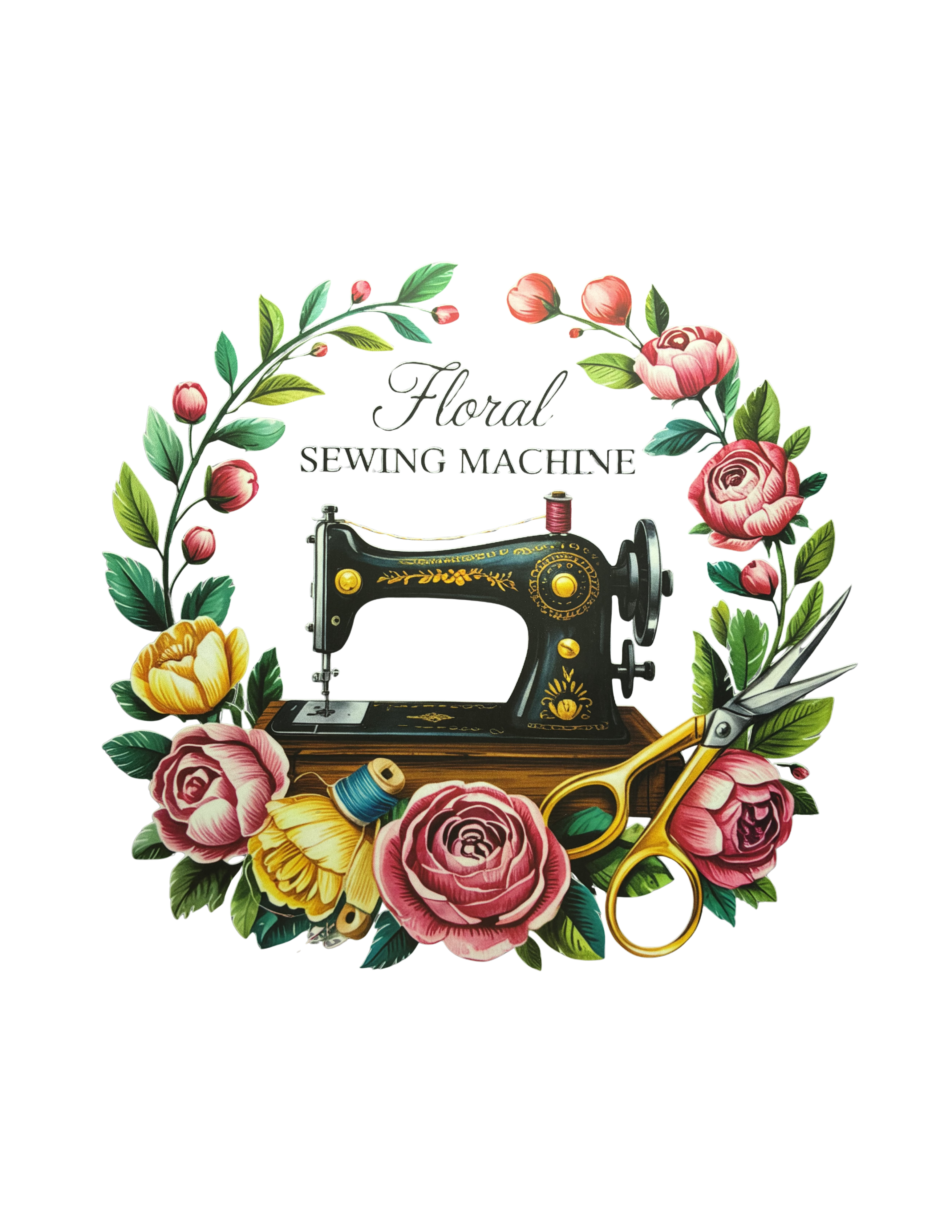 Floral Sewing Machine Shirt Transfer