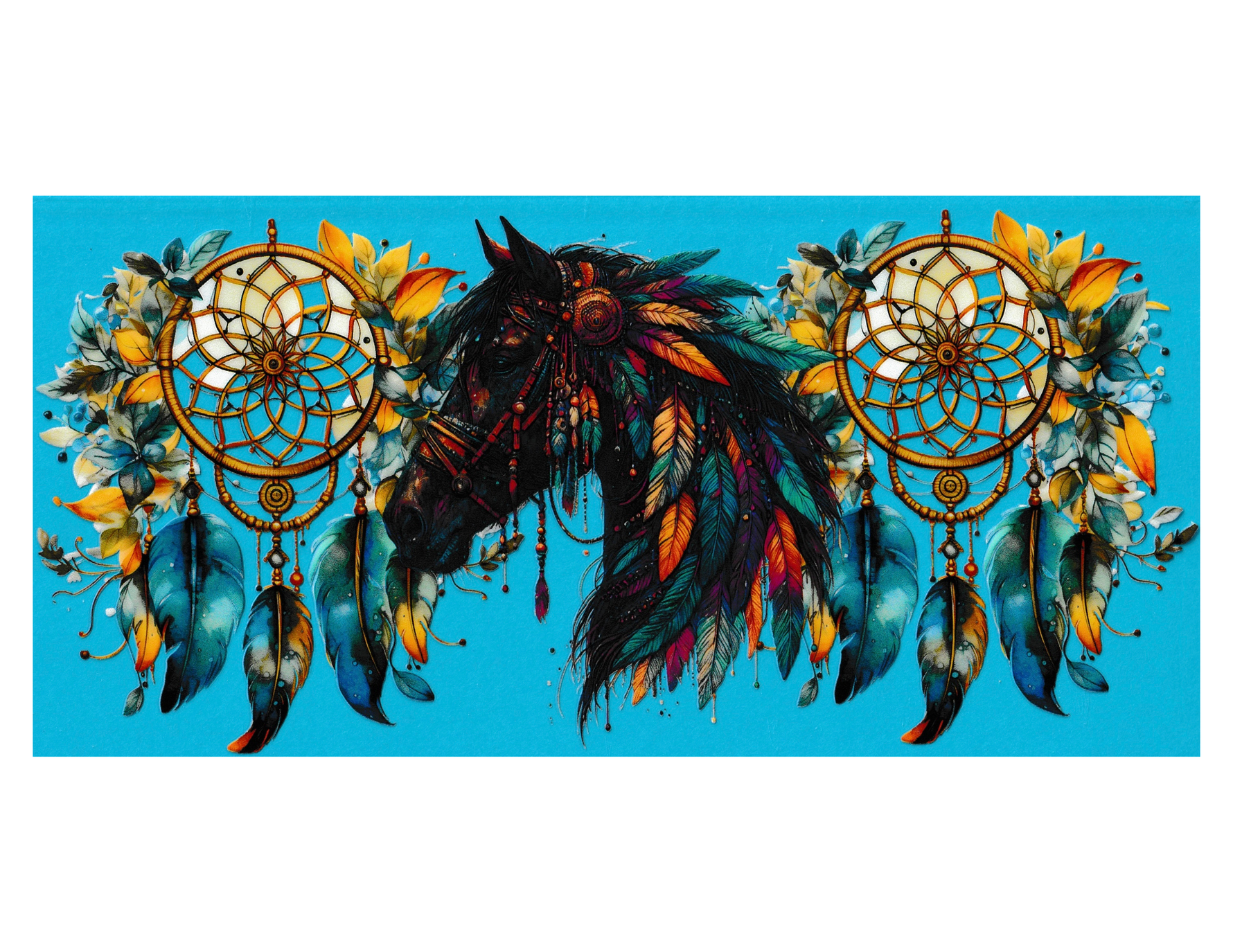 16oz Cup Wrap Horses with Dreamcatcher