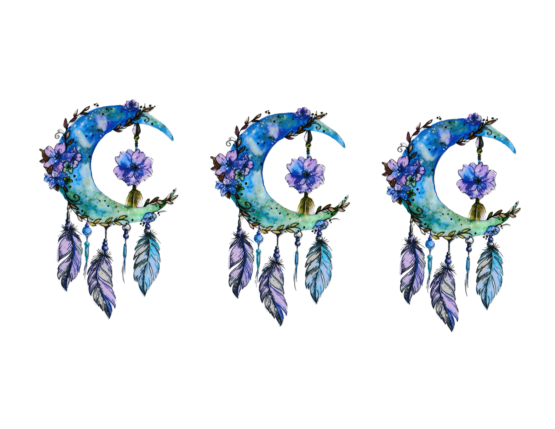 16oz Cup Wrap Moon with Feathers