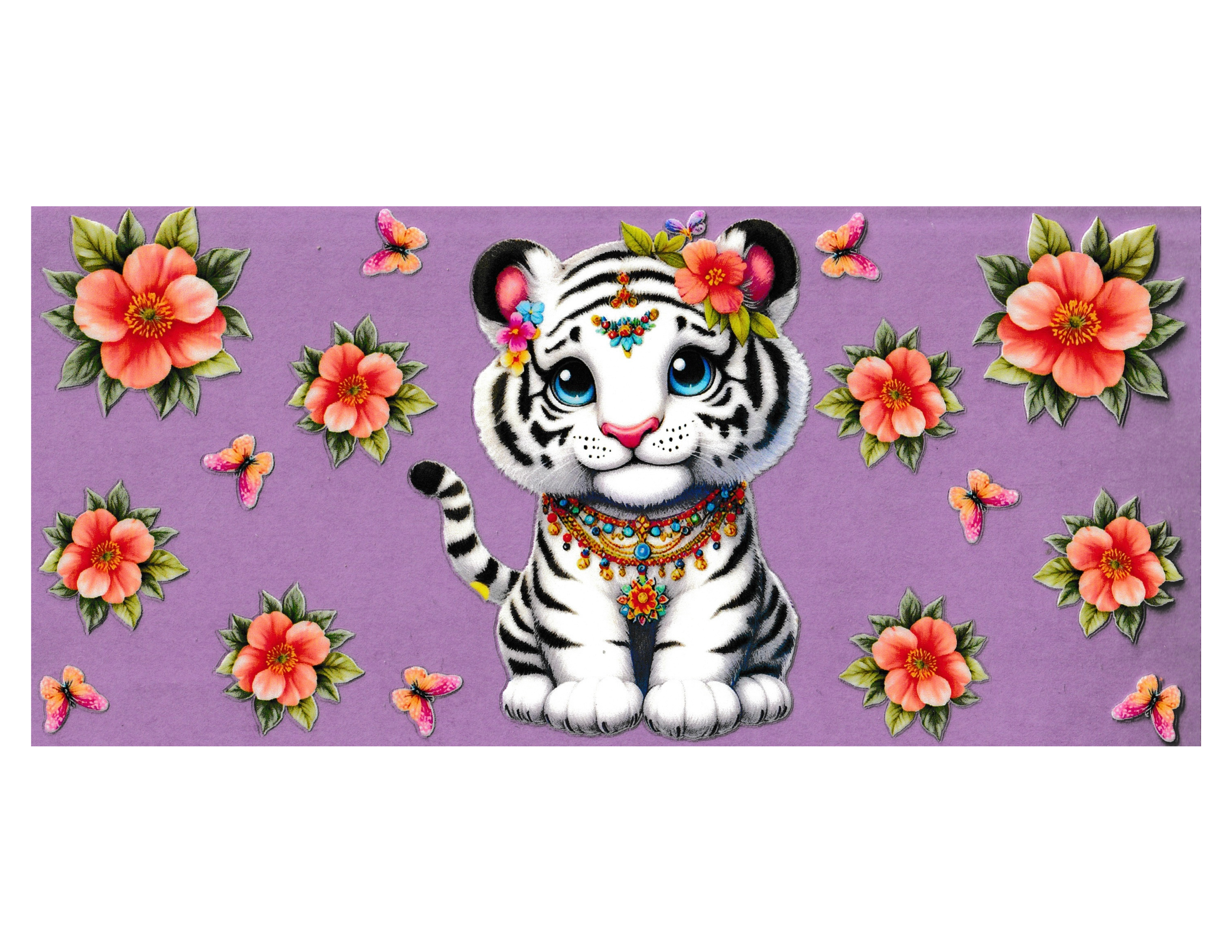 16oz Cup Wrap White Tiger