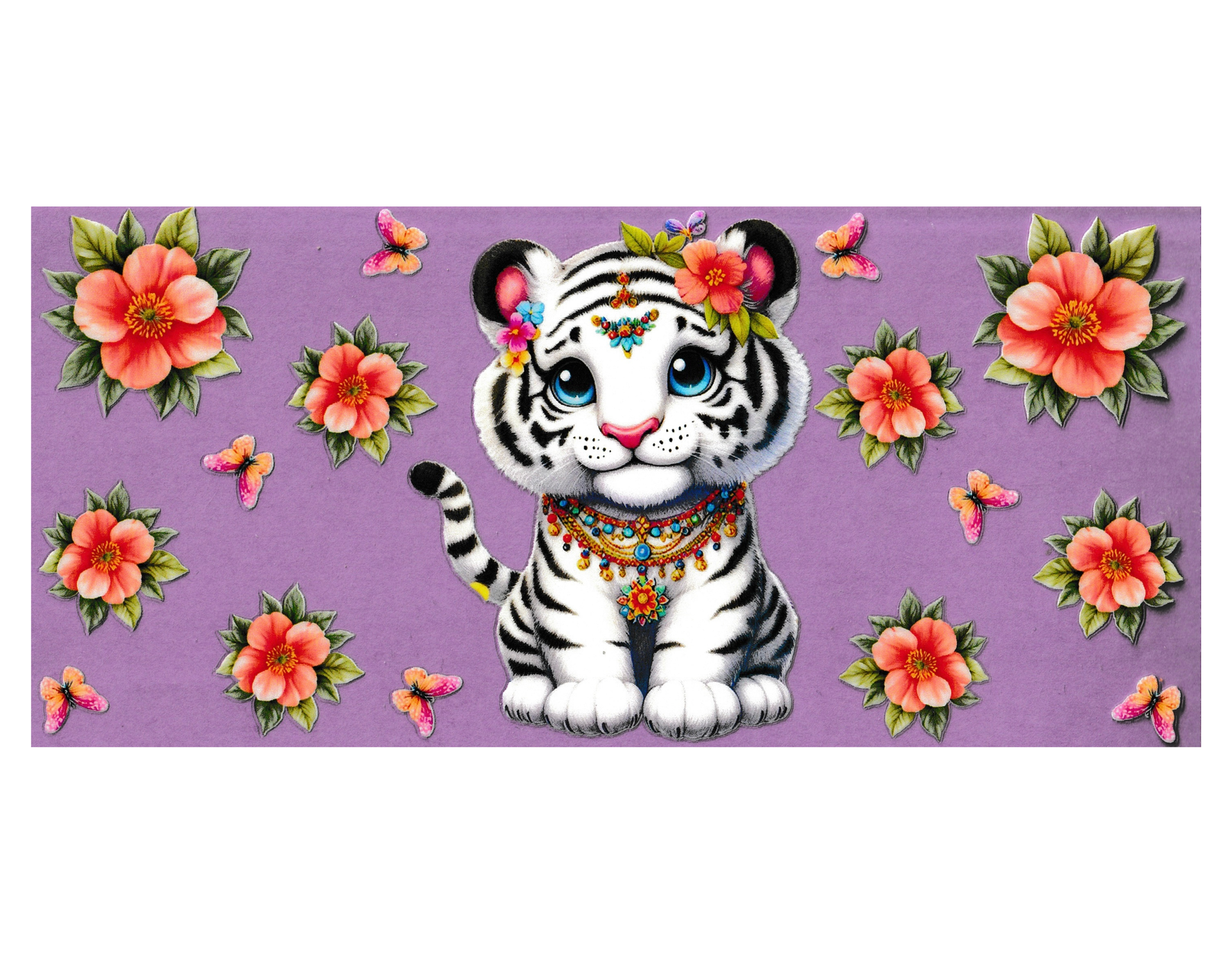 16oz Cup Wrap White Tiger