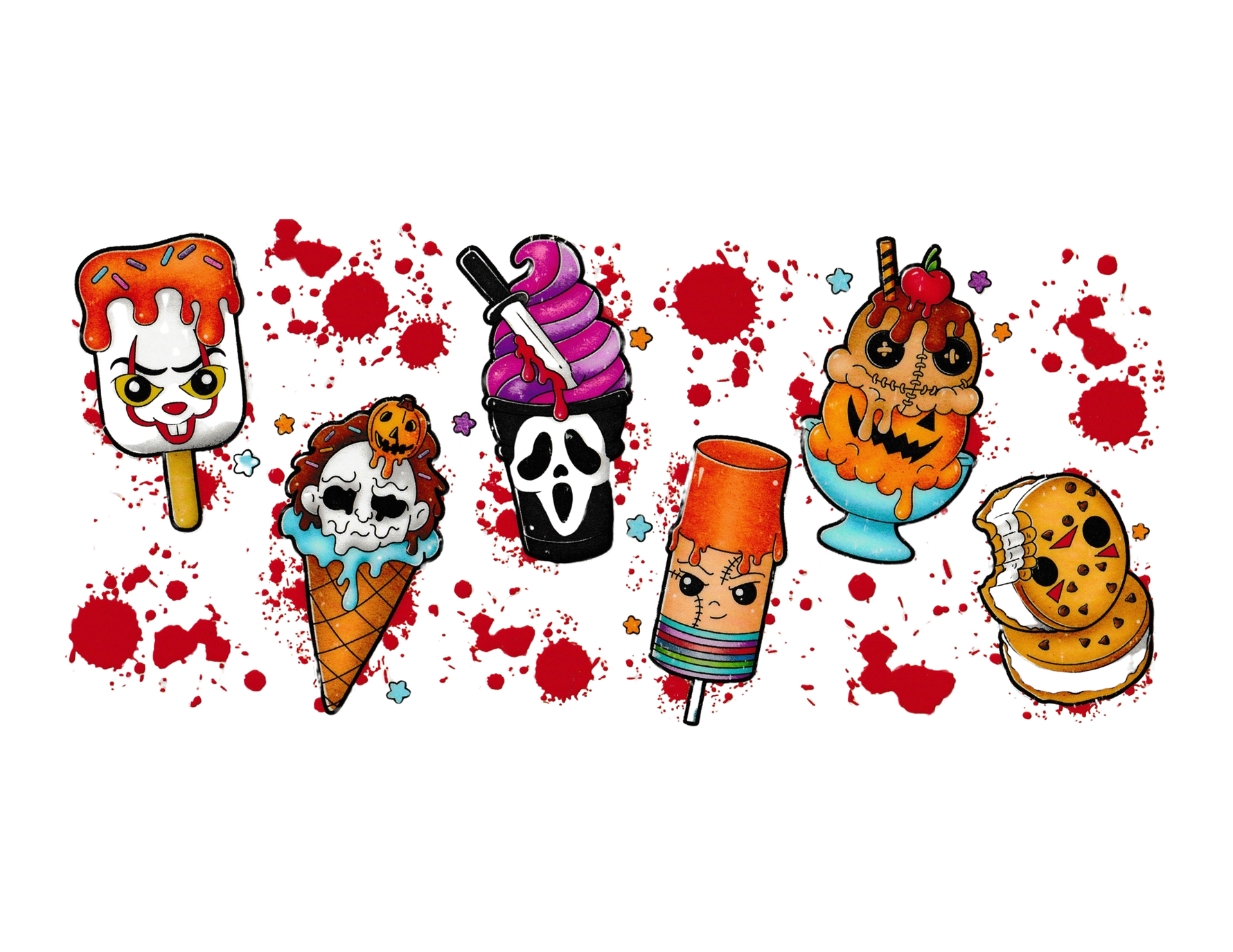 16oz Cup Wrap Horror Characters