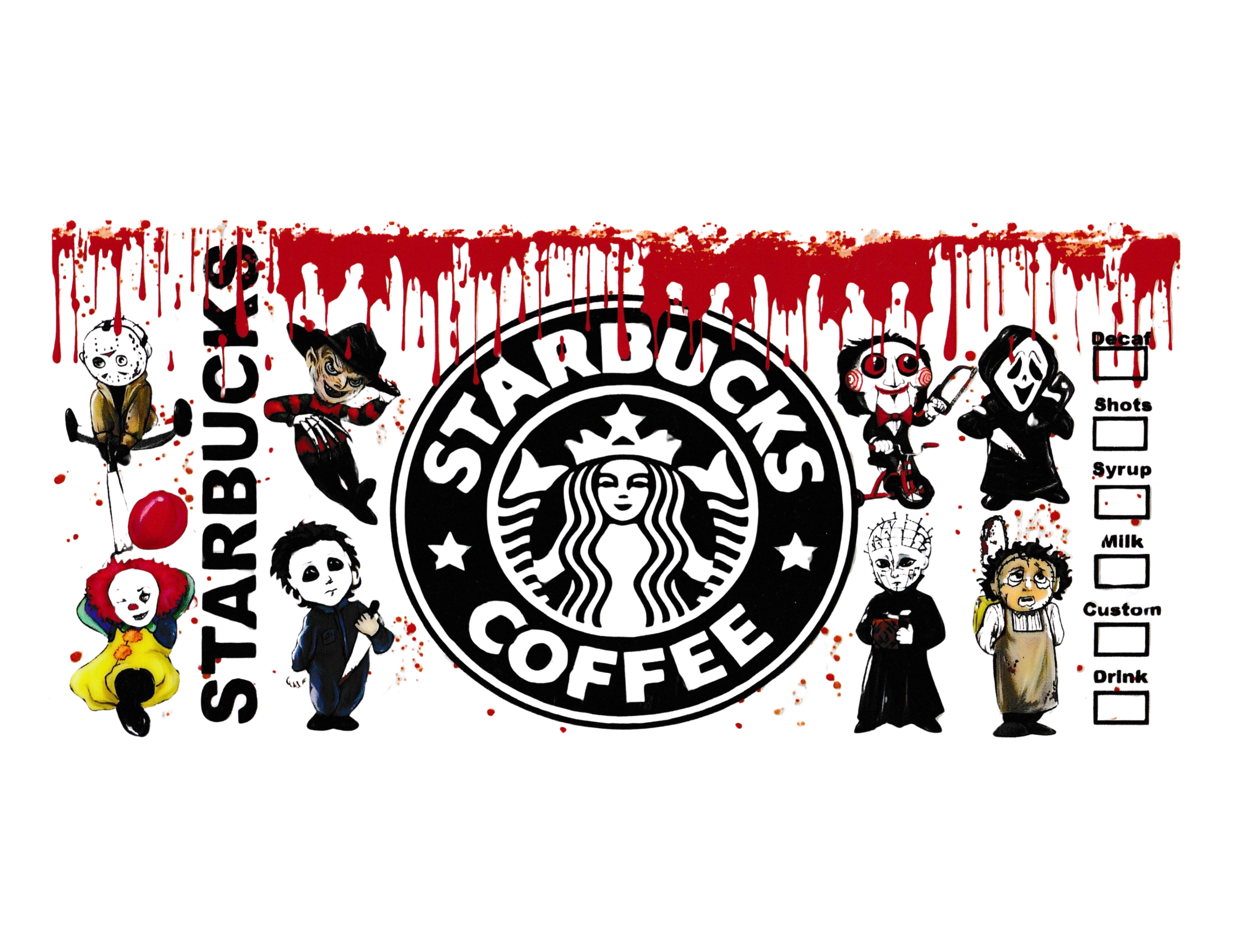 16oz Cup Wrap Horror Characters