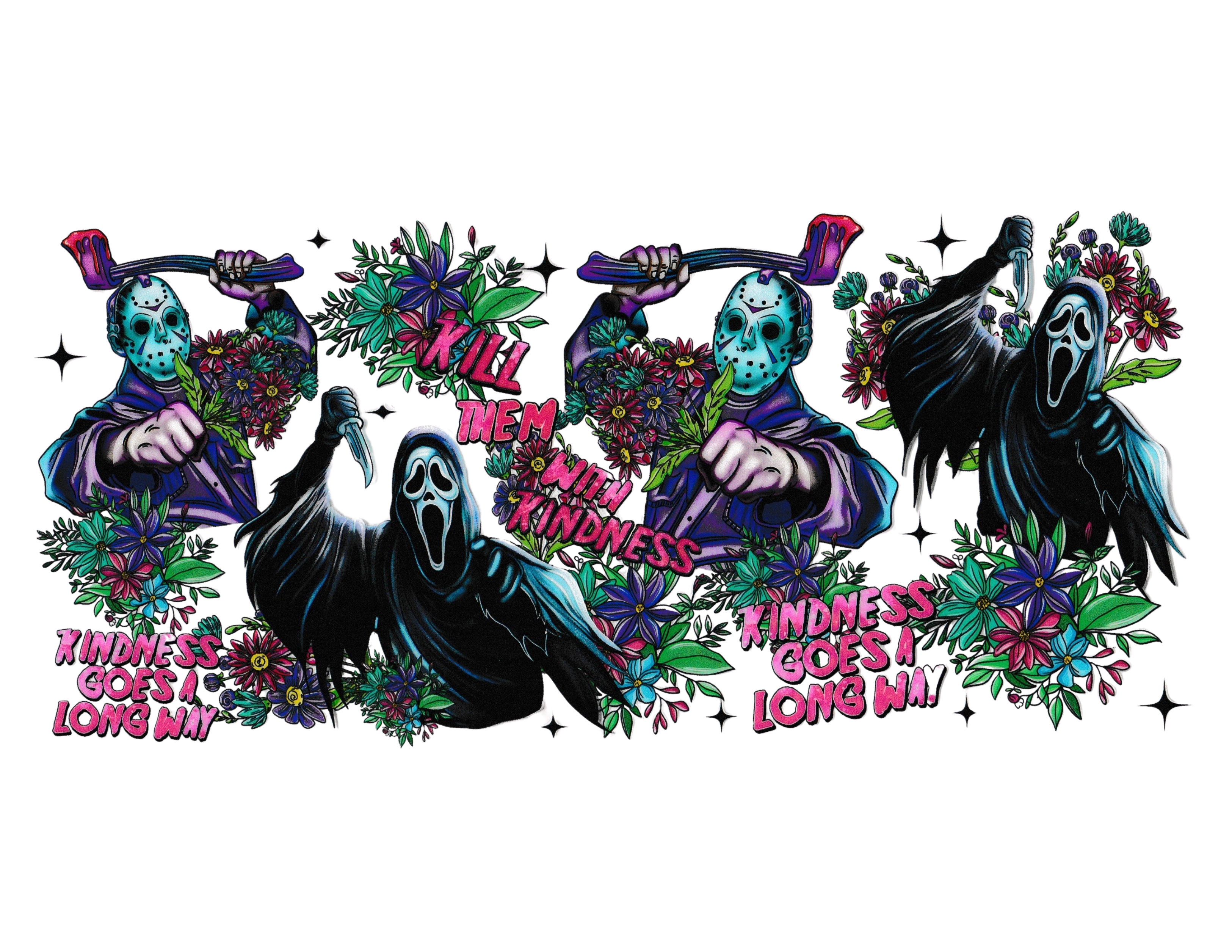 16oz Cup Wrap Horror Characters