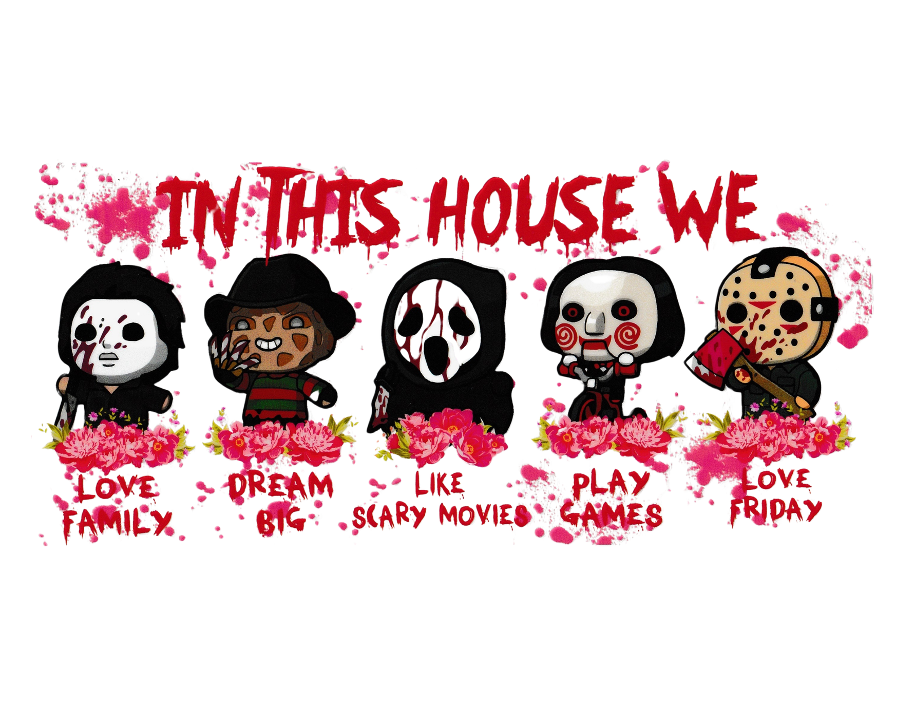 16oz Cup Wrap Horror Characters