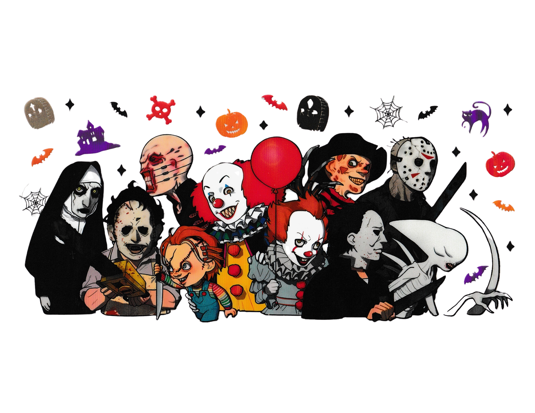 16oz Cup Wrap Horror Characters
