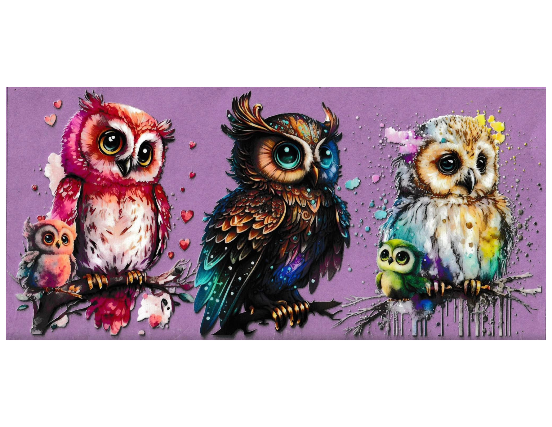 16oz Cup Wrap Owls
