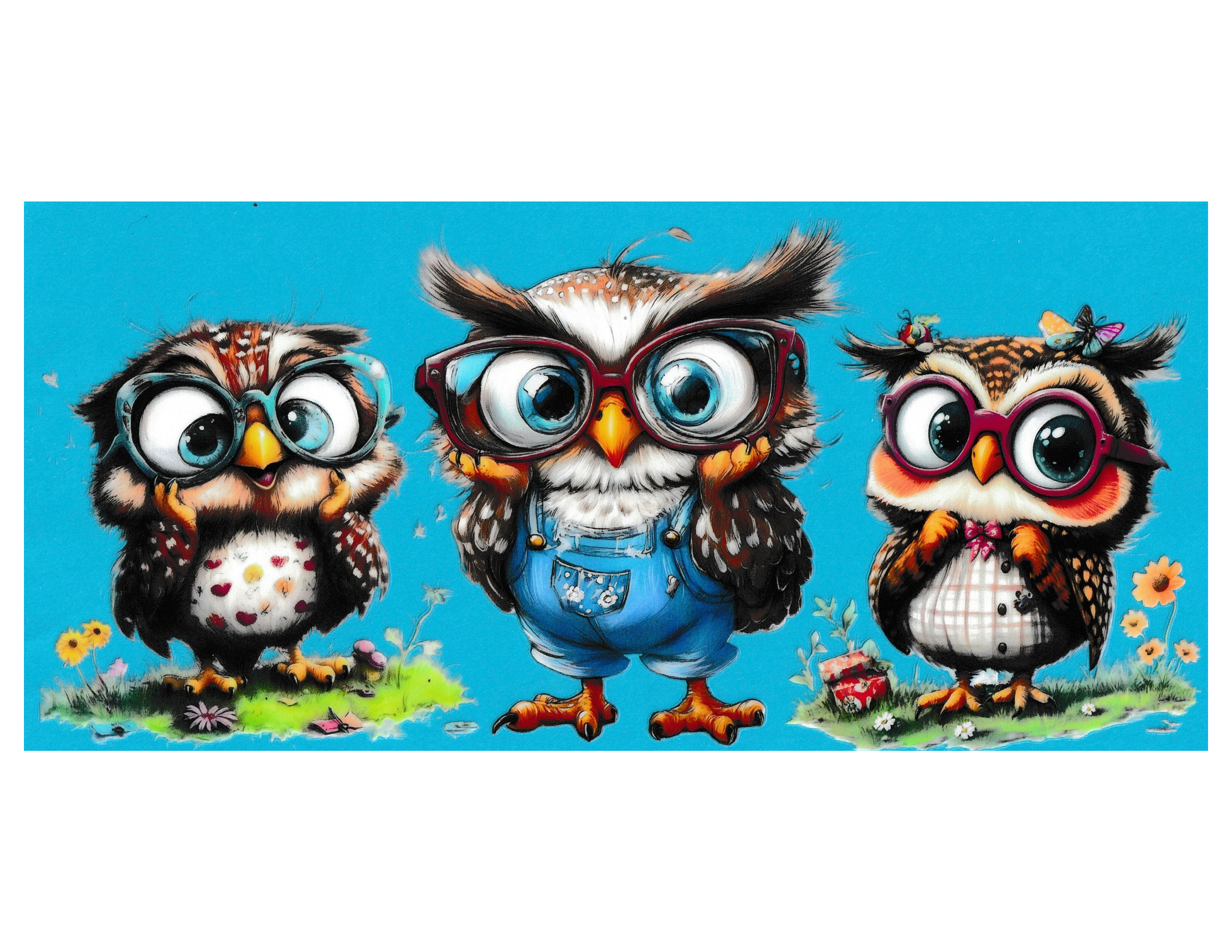 16oz Cup Wrap Owls