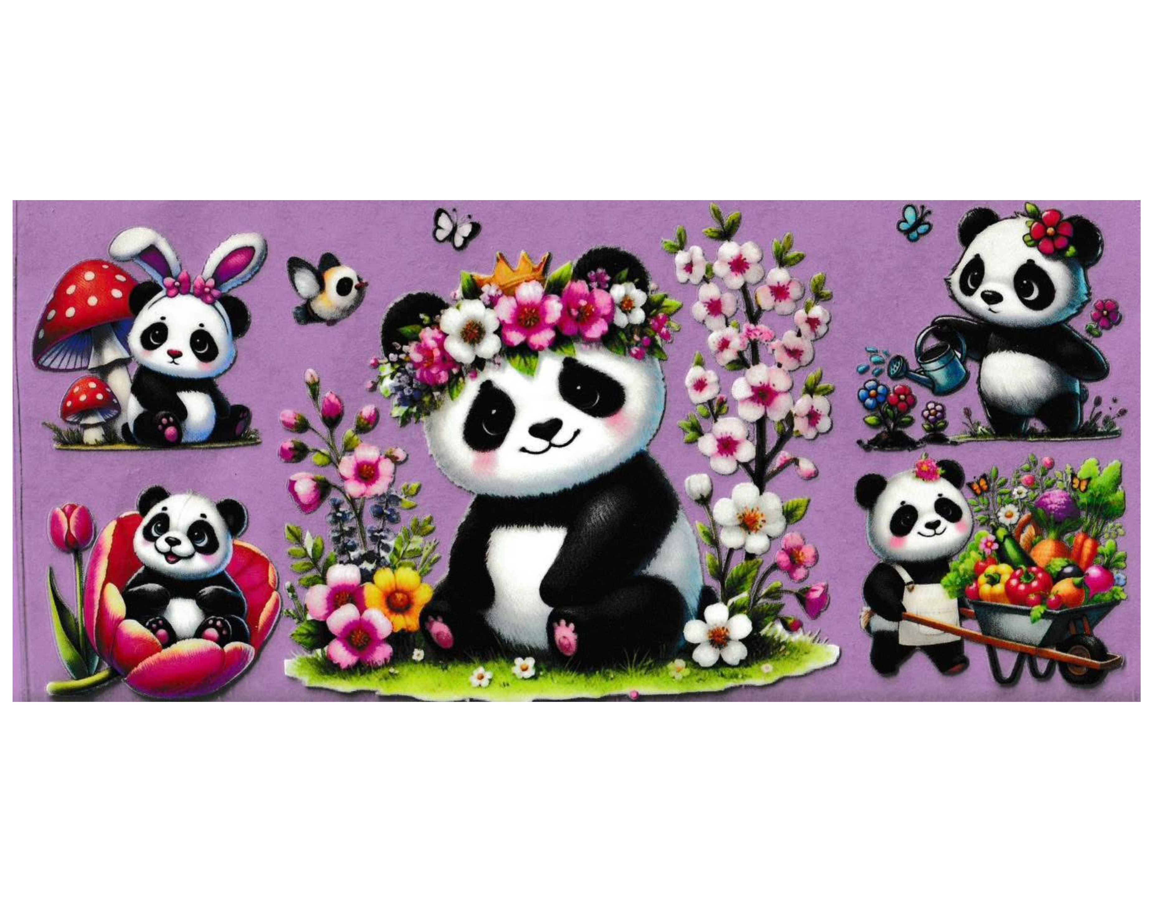16oz Cup Wrap Panda Bears