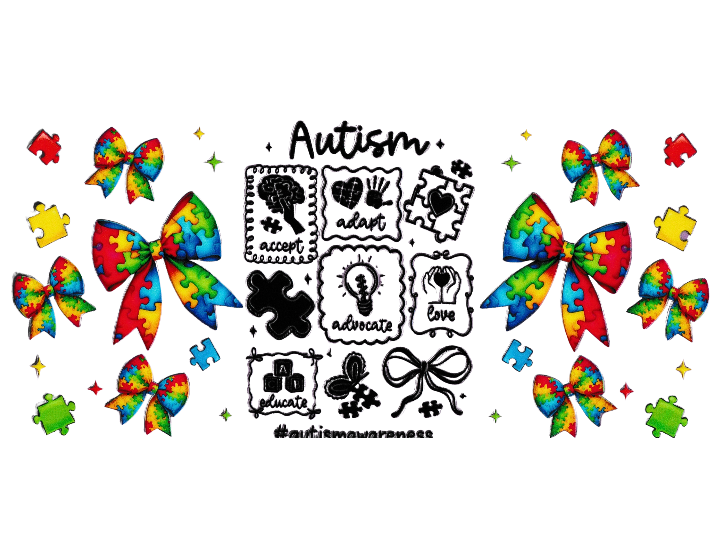 16oz Cup Wrap Autism Awareness