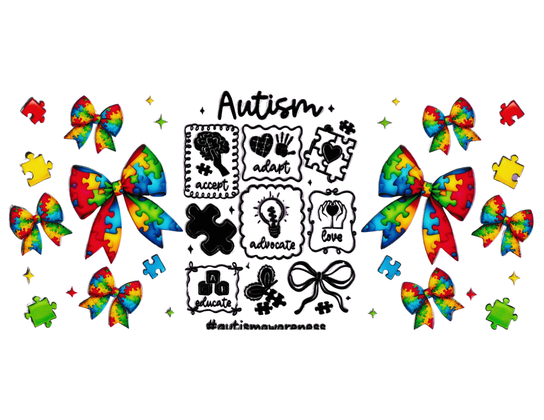 16oz Cup Wrap Autism Awareness