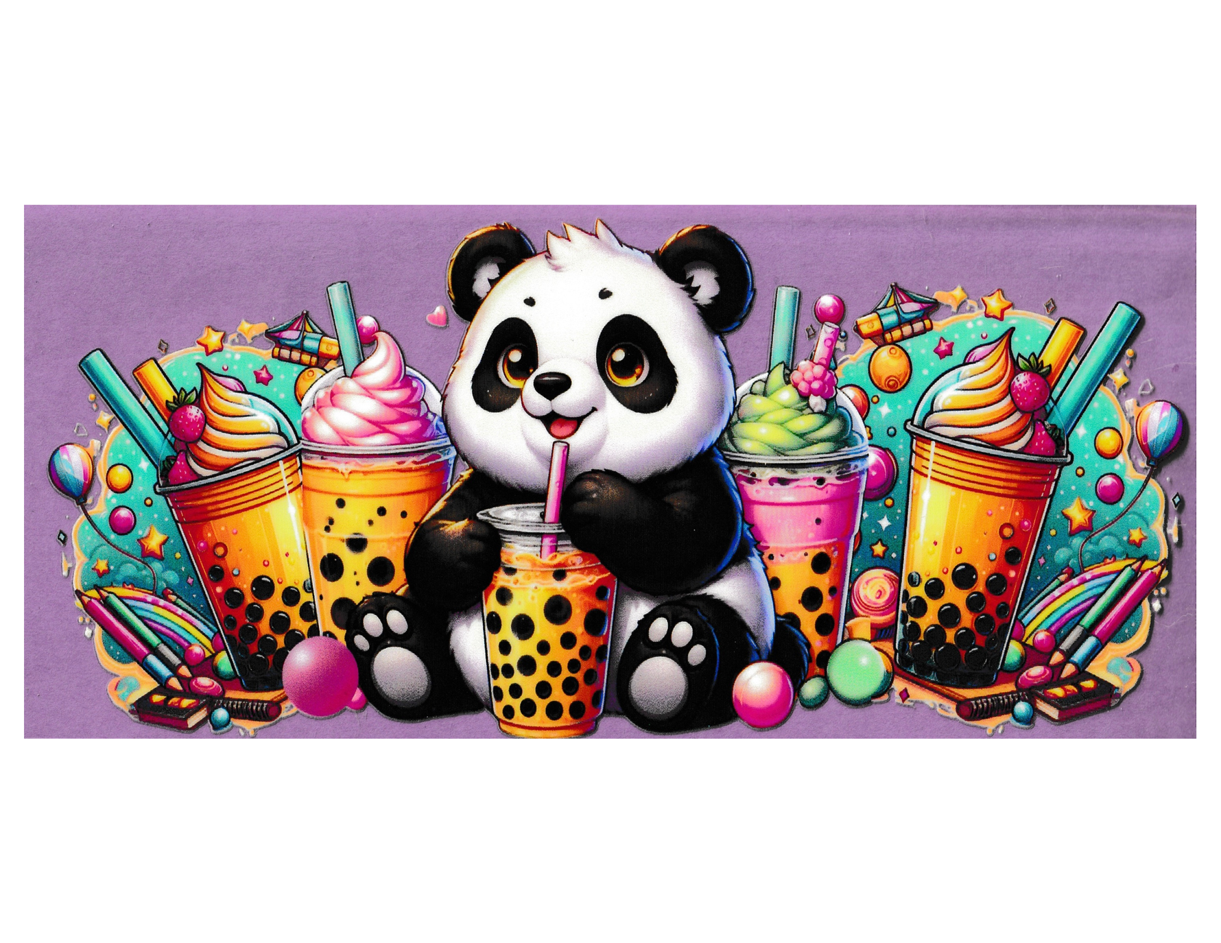 16oz Cup Wrap Panda and Boba Tea