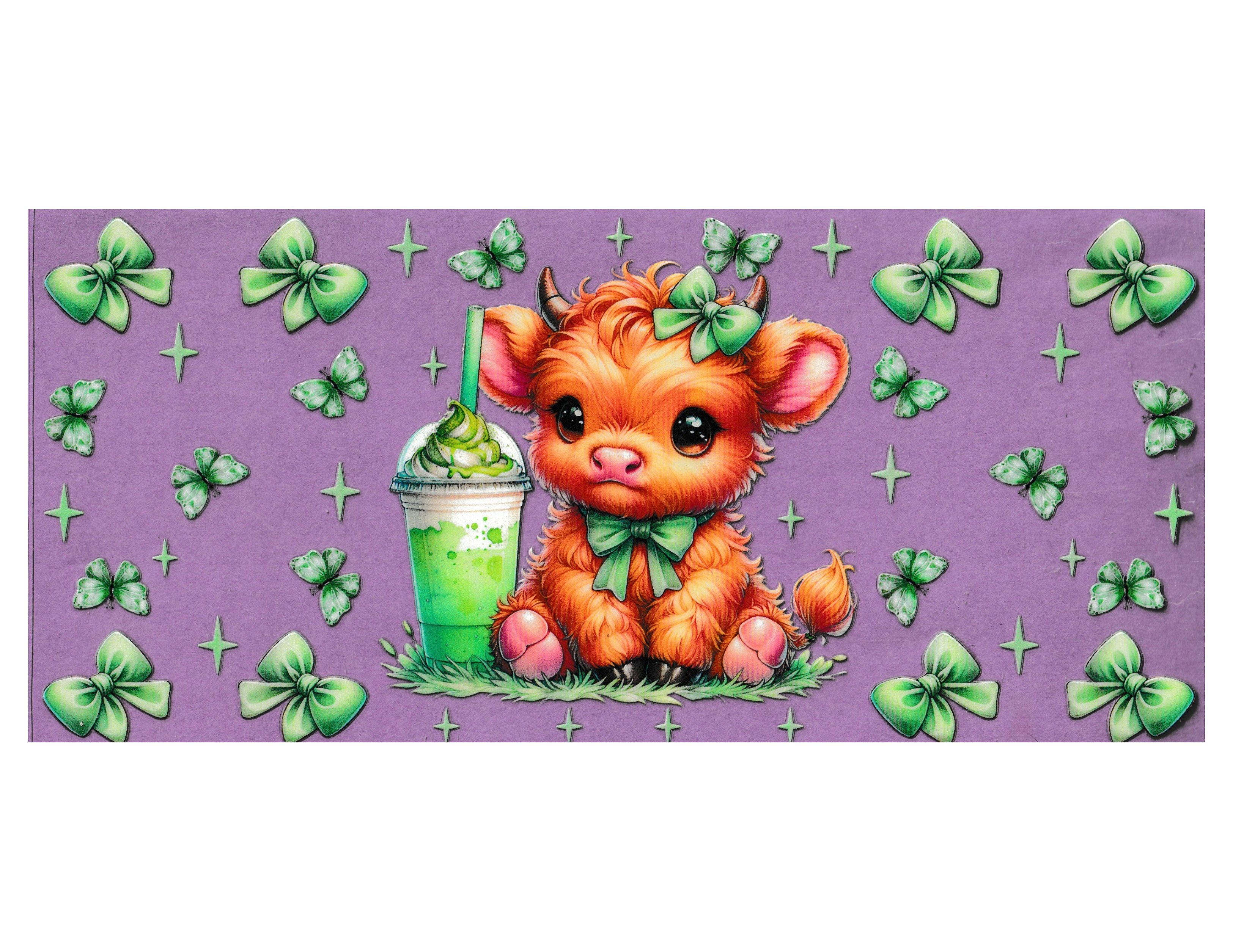 16oz Cup Wrap Cow with Green Bows