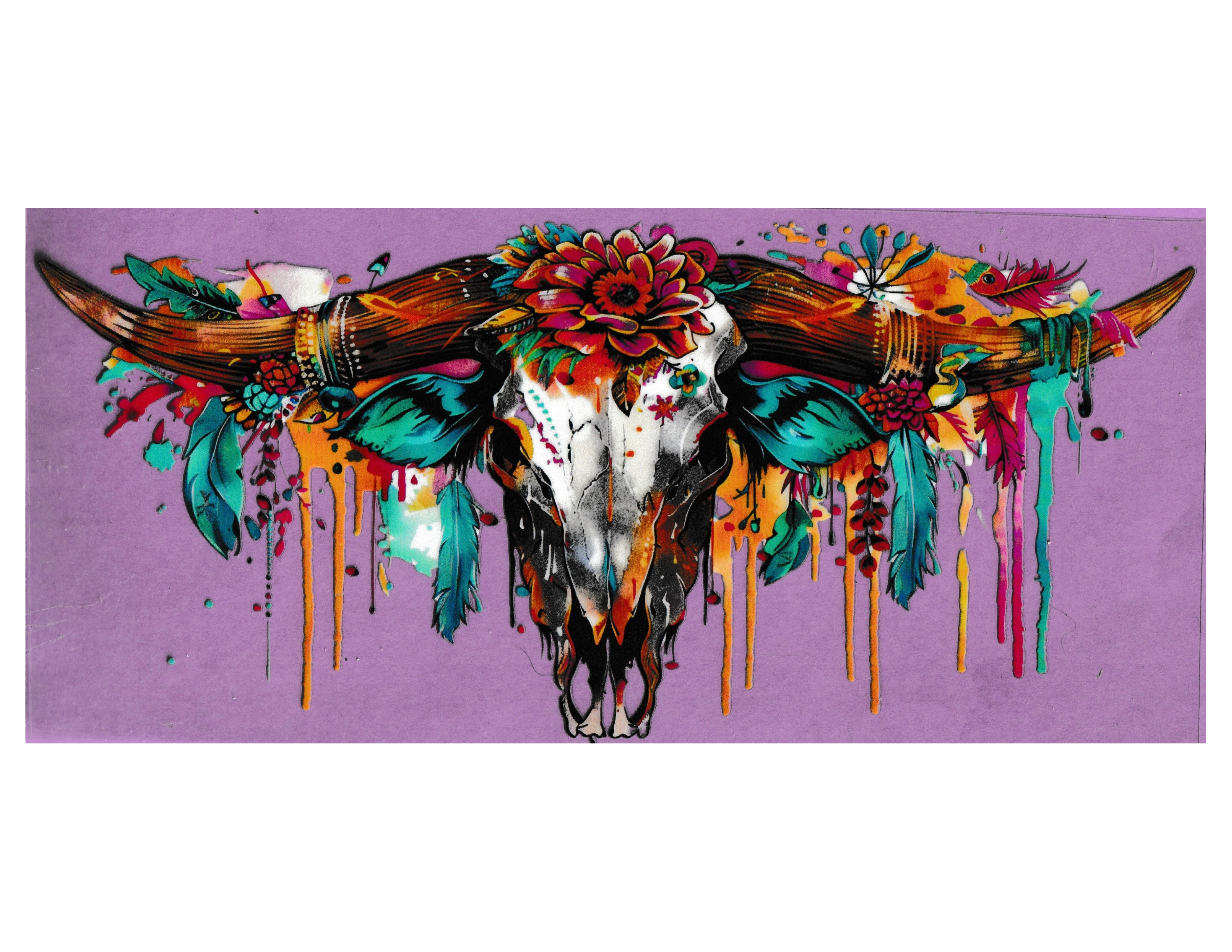 16oz Cup Wrap Cow Skull