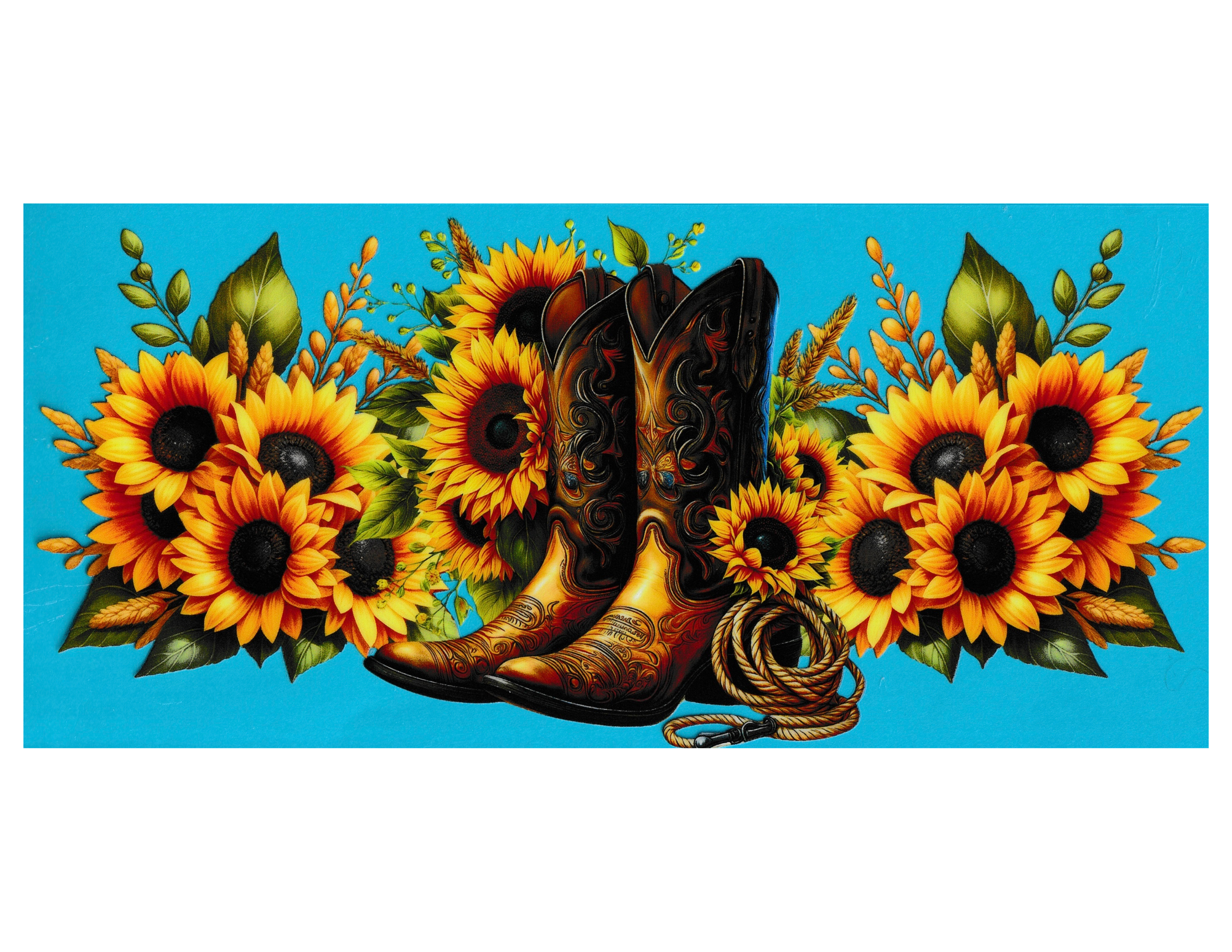 16oz Cup Wrap Boots and Sunflowers